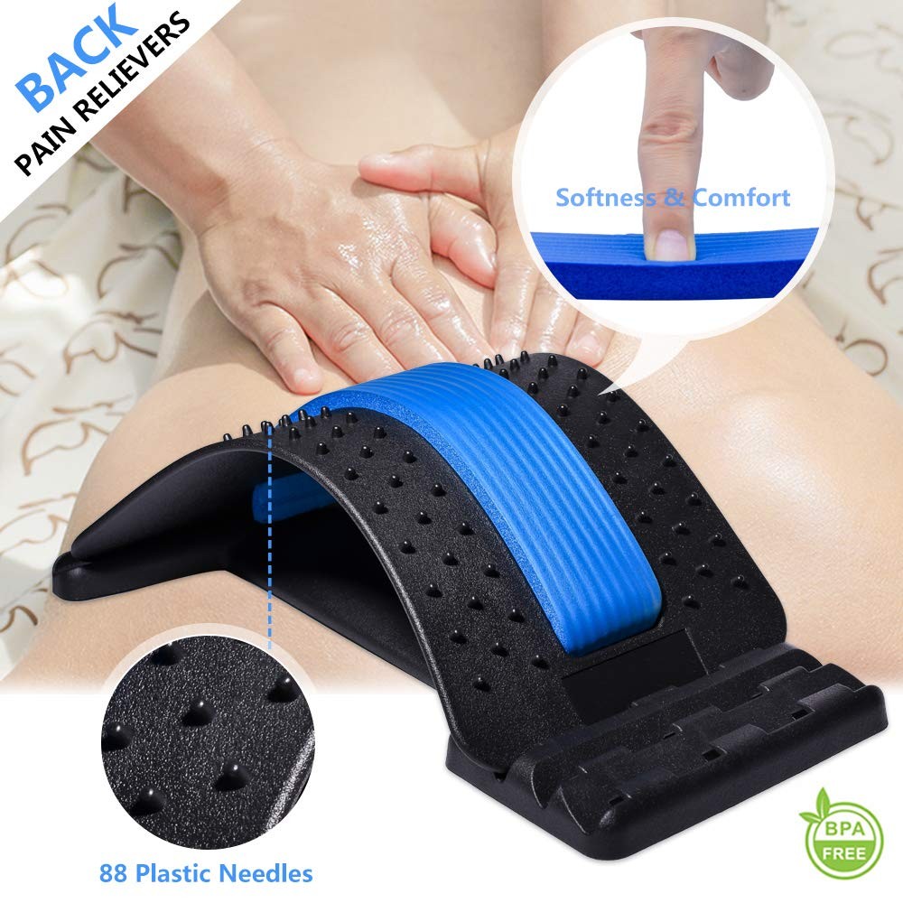 JUMPOW Back Stretcher for Lower 1 Count (Pack of 1), Black, Blue-3 Level