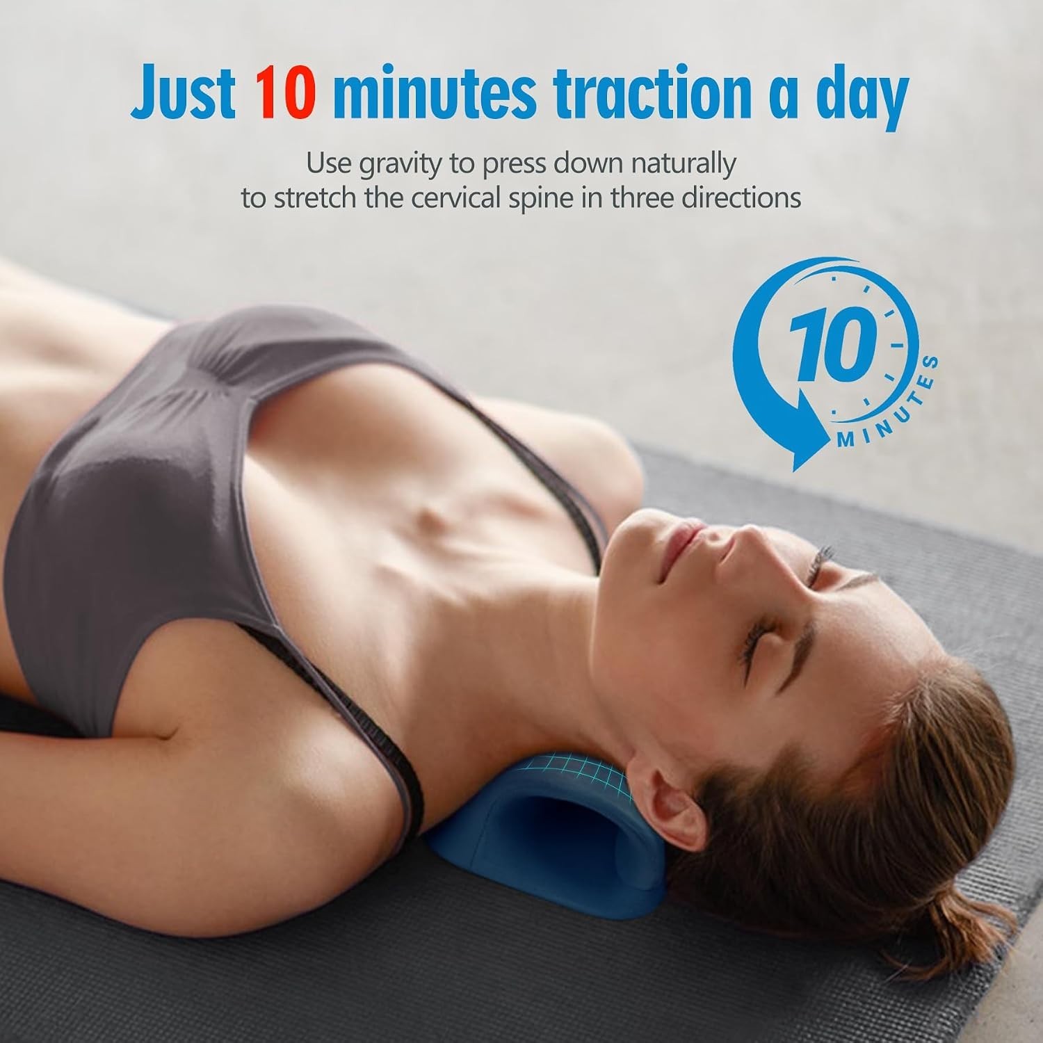 Lightweight Neck Stretcher for Pain Relief – Dark Blue Cervical Traction Pillow