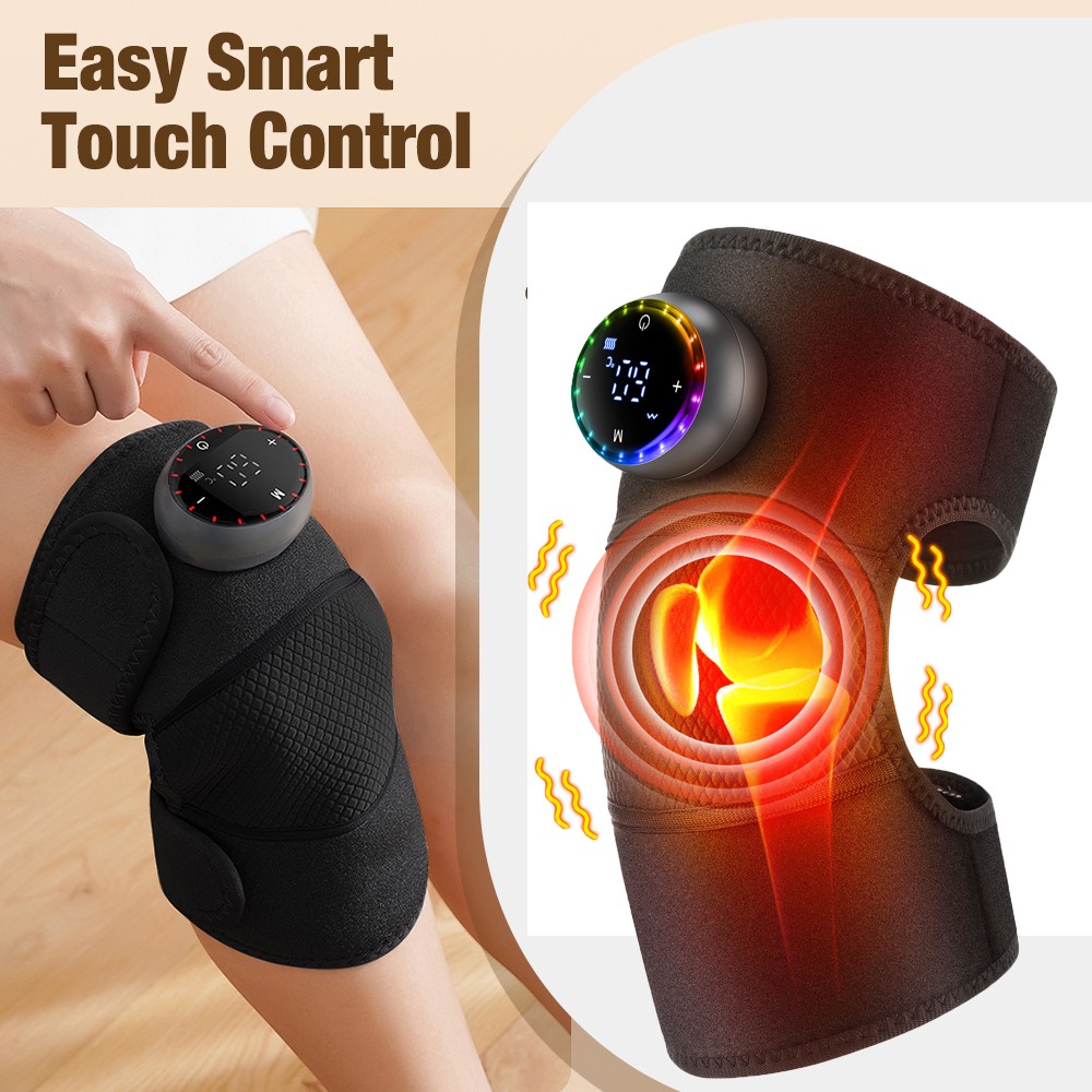 Knee Massager with Heat Vibration Electric Heating Brace Pad Pain Relief 5 Modes