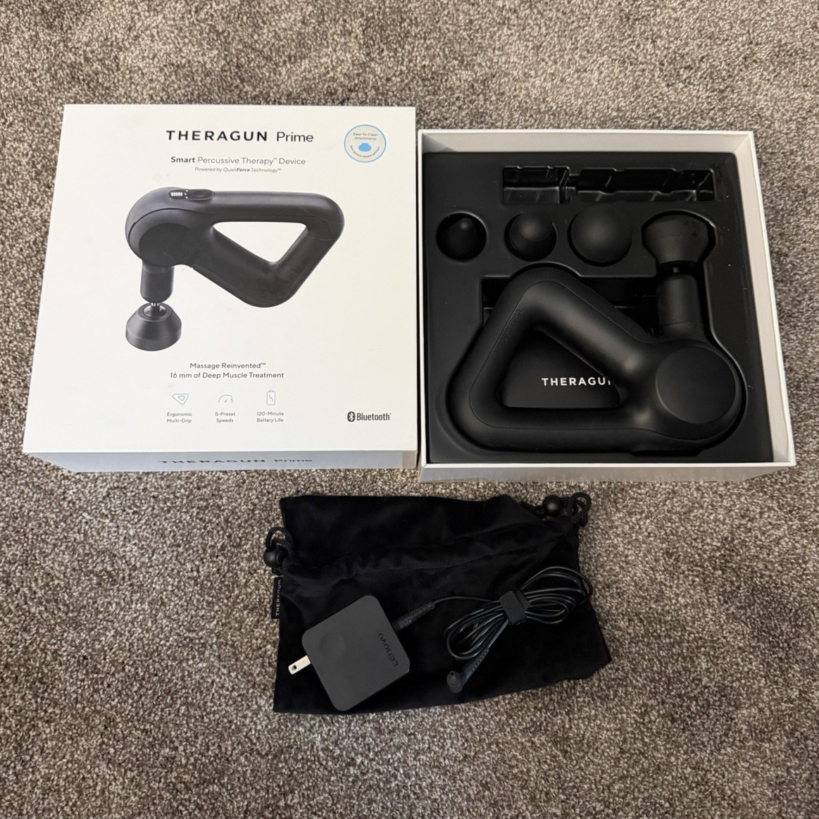 Therabody Theragun Prime Massage Gun Complete w/ Box, Charger & 4 Attachments