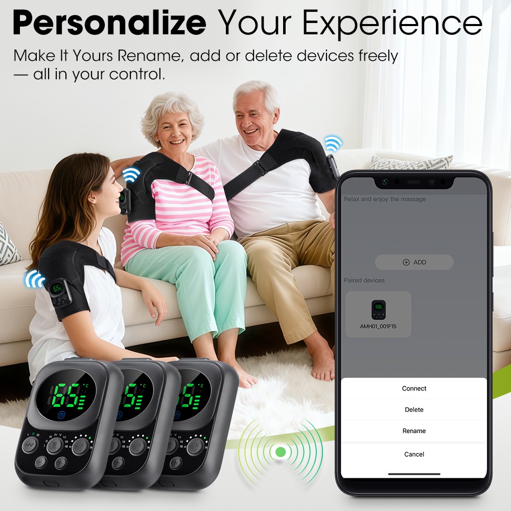 Smart App Controlled Heating Massager High Frequency Vibration Shoulder Care