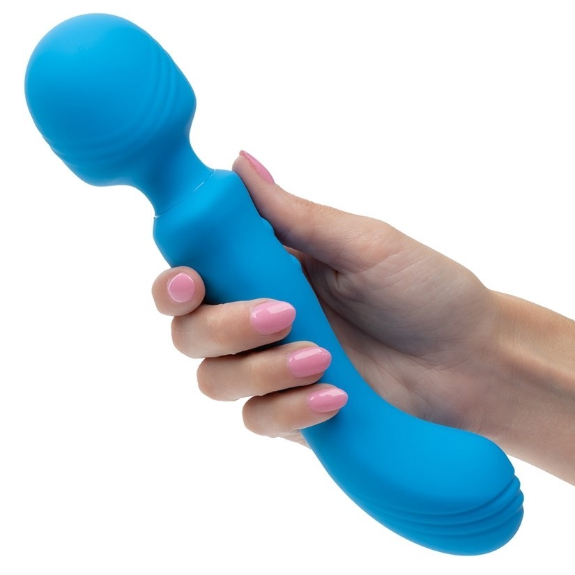 Adult Calexotics Rumbler Rumble Wand Dual-Ended Massager Blue USB Rechargeable