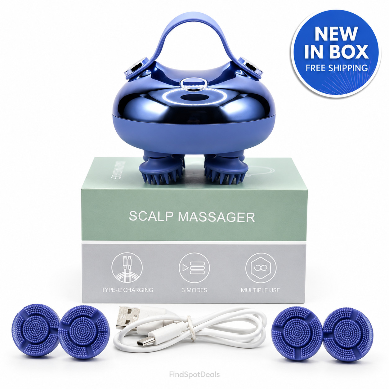 Electric Scalp Massager, Portable and Rechargeable, Handheld with Anti-Fall Stra
