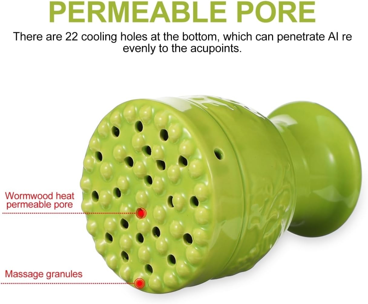 Ceramic Moxibustion Cup 4.33X3.14X3.14In Portable Insulated Moxa Burner for Mass