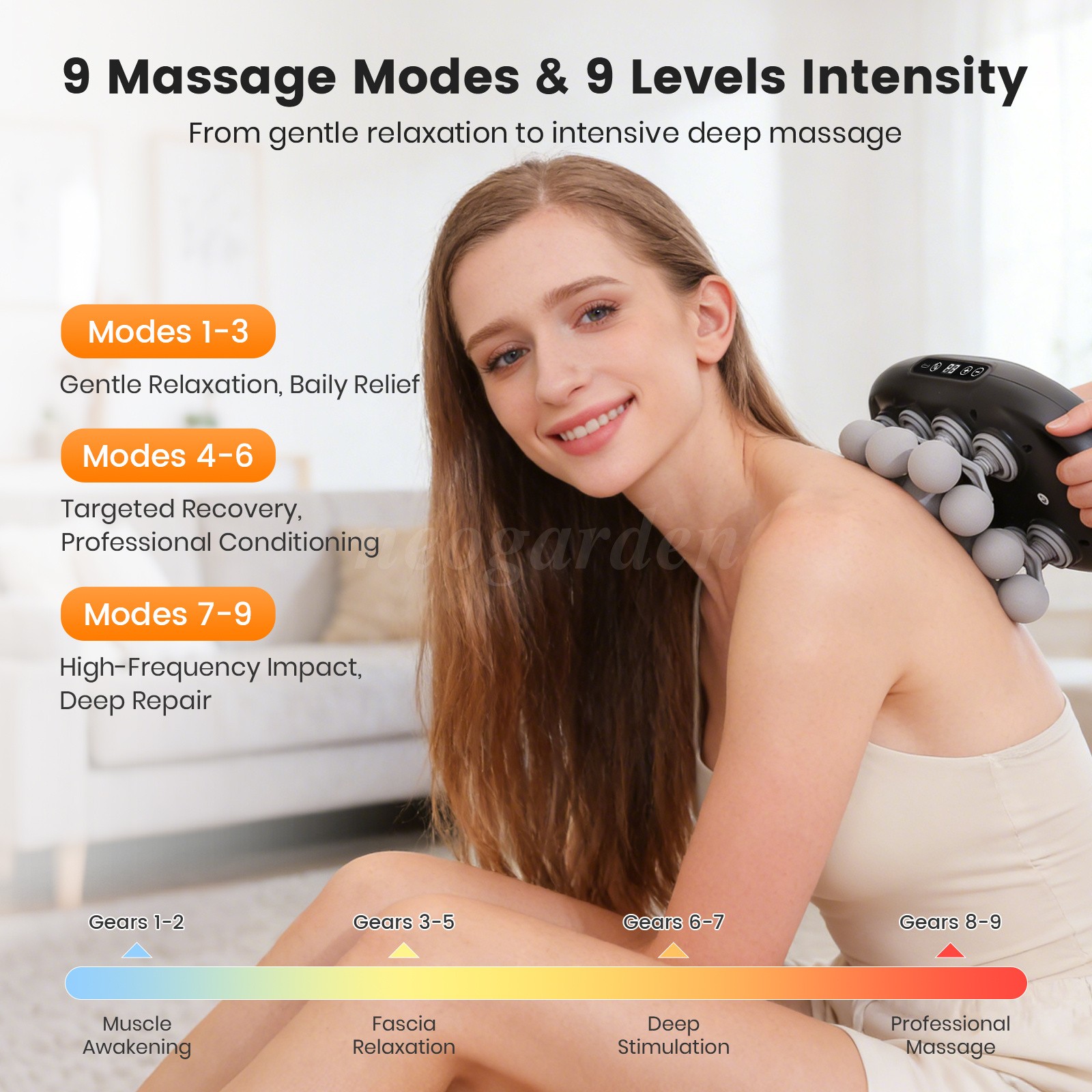 16 Head Massage Gun Deep Tissue Massager 9 Modes 9 Speed Levels Muscle Relax NEW
