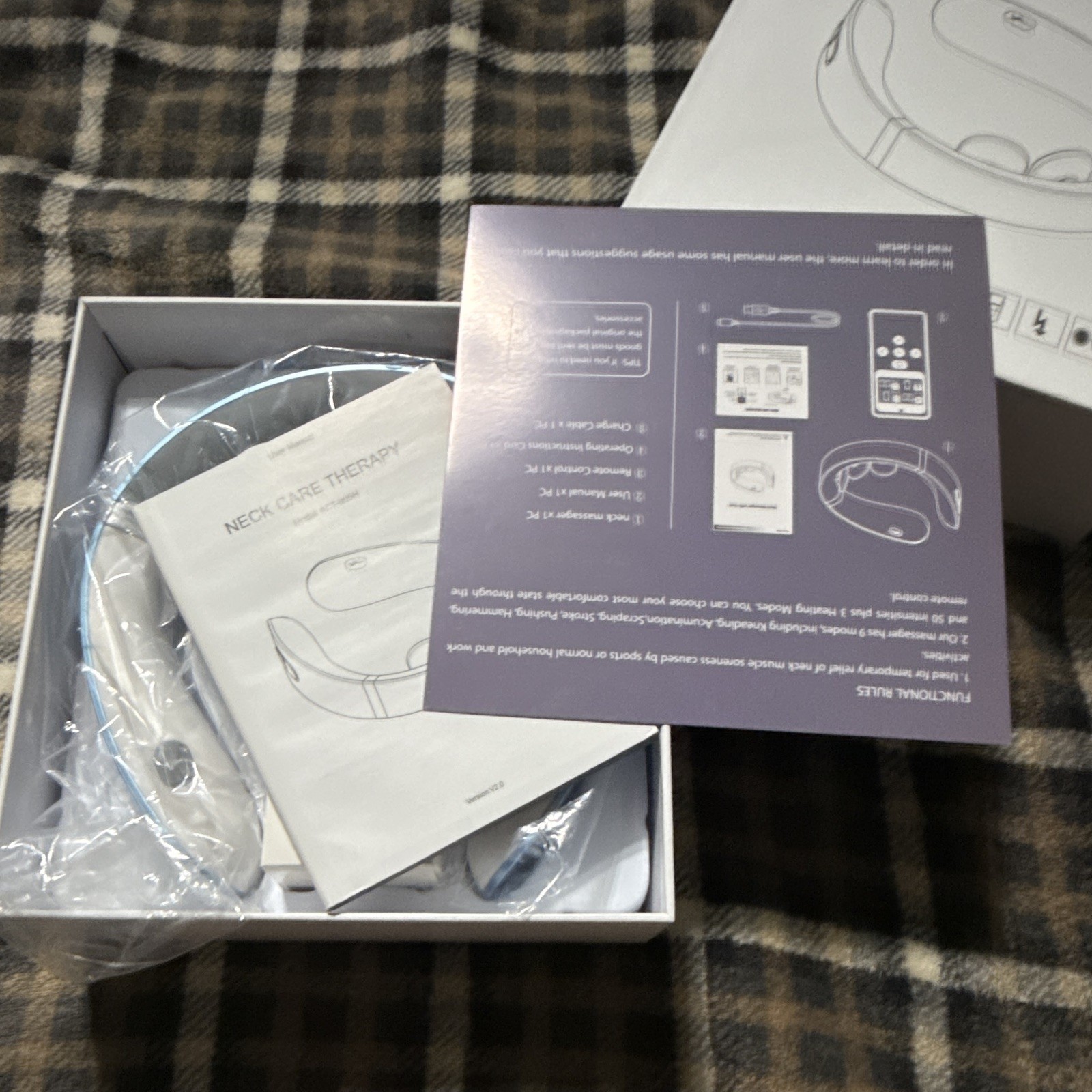 AST-905H Electric Heated Neck Massager White, USB Charging, 2 Heads