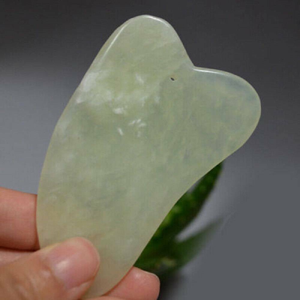 Gua Sha Natural Green Jade Quartz Crystal Stone Crystal Body Massage Board Tool