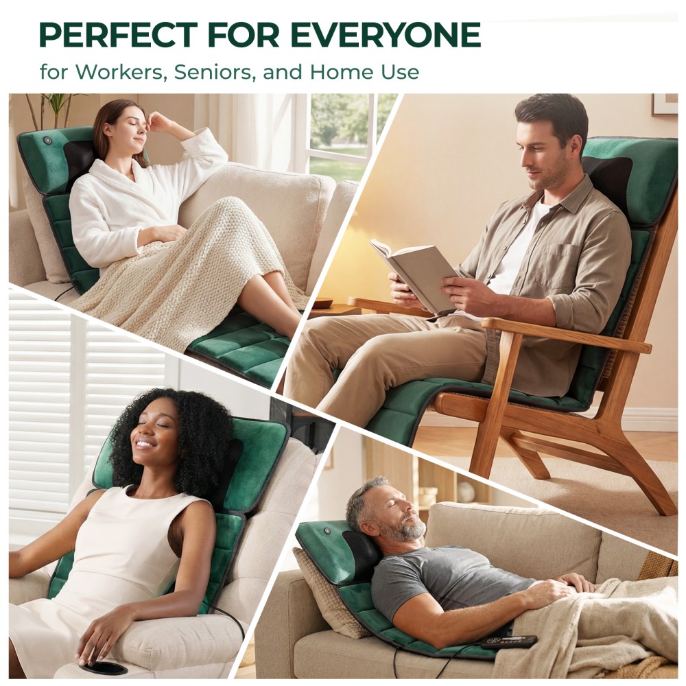 Full Body Massage Mat with Heat, Detachable Massager Pad 10 Vibrating Motors