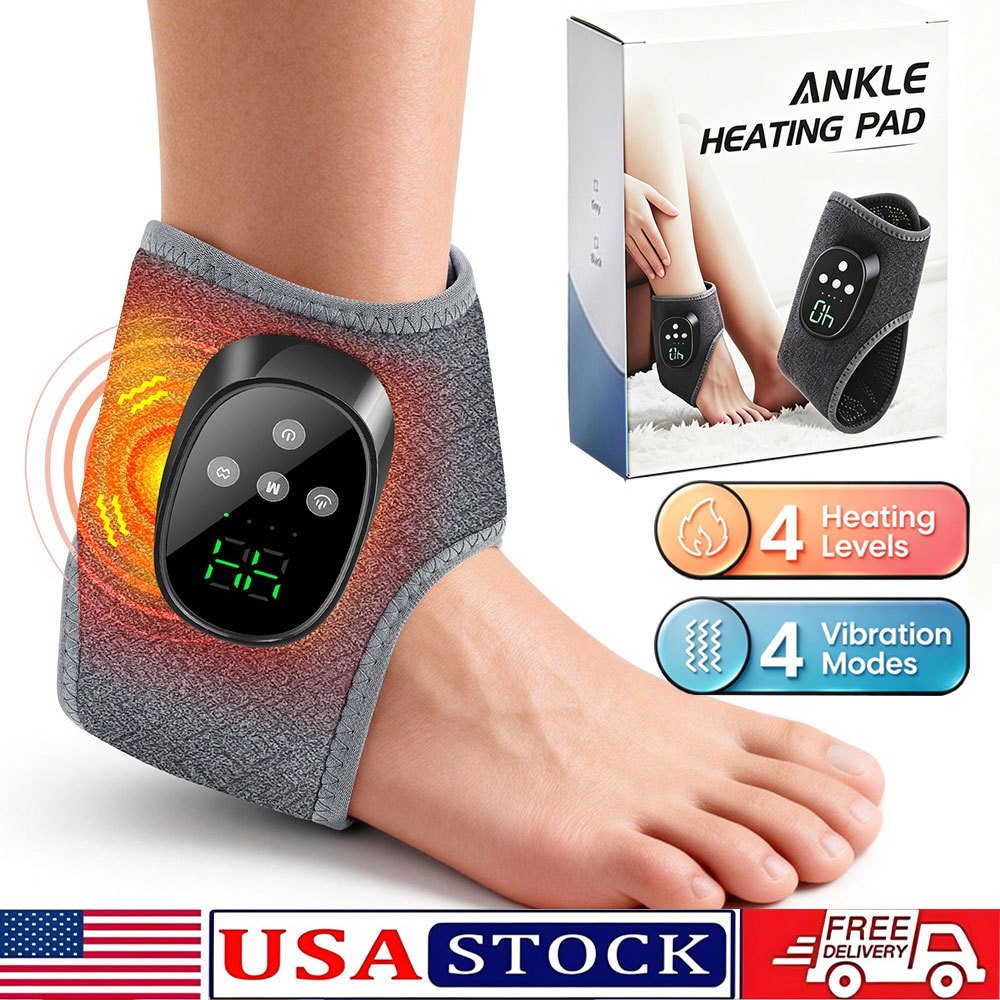 Cordless Ankle Foot Massager for Pain Relief 4 Heating Levels, 4 Vibration Modes