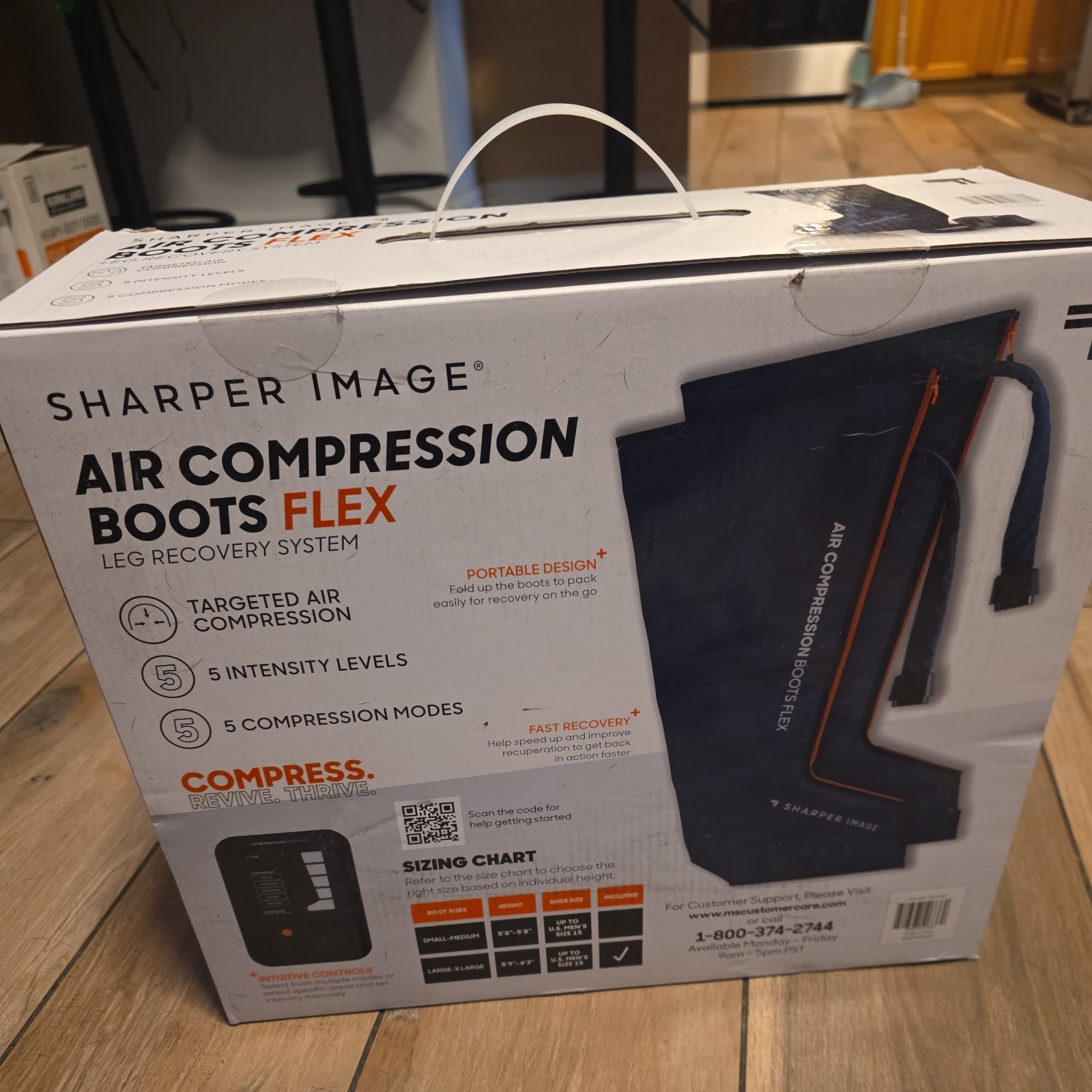 Sharper Image Air Compression Boots Large/XL 5 Intensities, 5 Massages – Blue