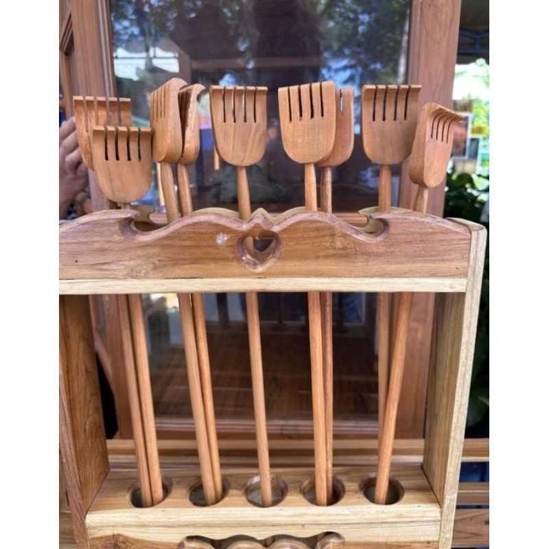 Back Scratcher Teak Wood Handmade stick Thai Body Massager wooden