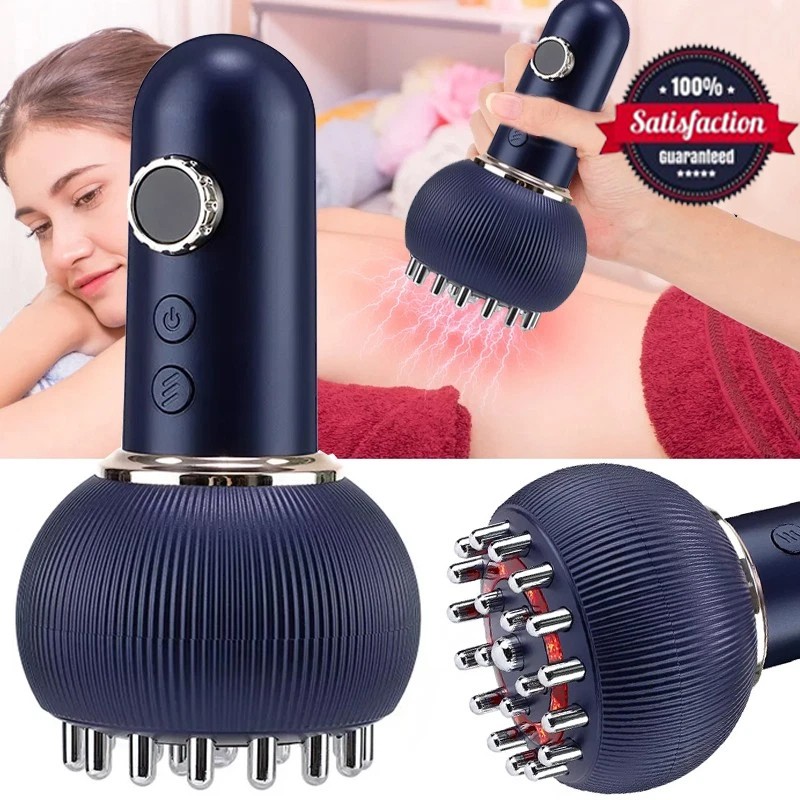 Electric Meridian Massage Brush Microcurrent 9 Speed Heating Vibration Massager