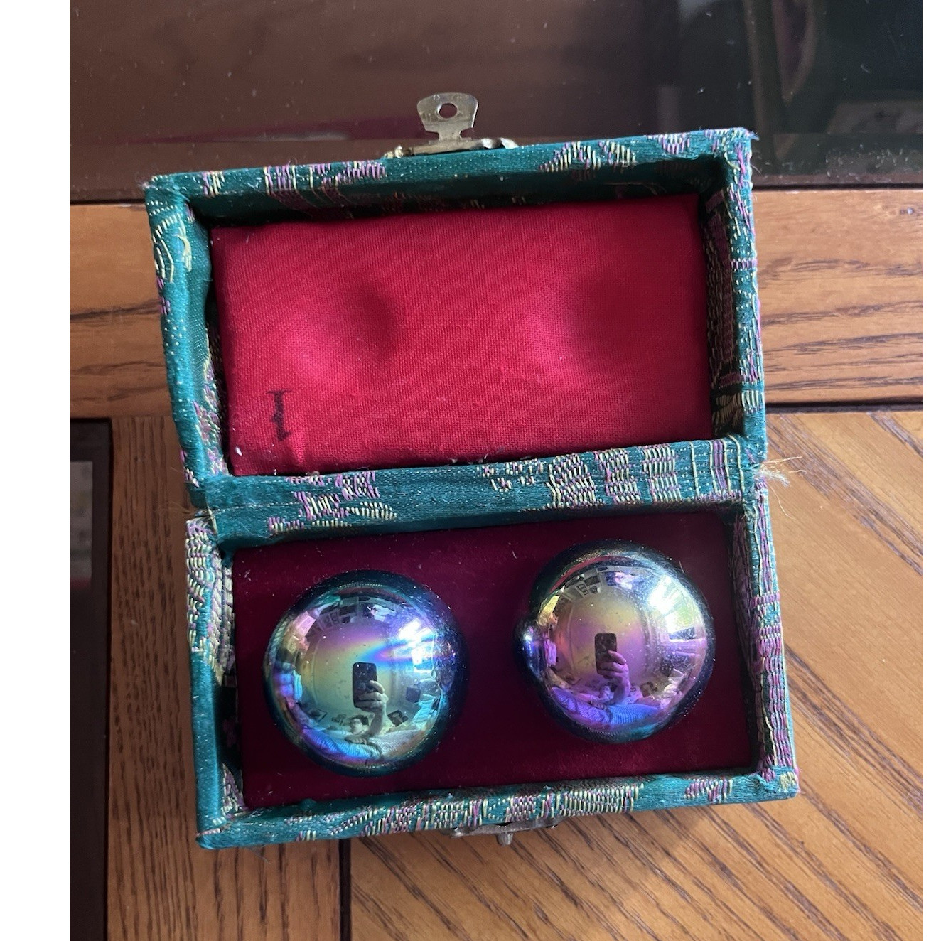 Chinese Baoding Metal Handheld Massage Balls Set of 2 with Decorative Box