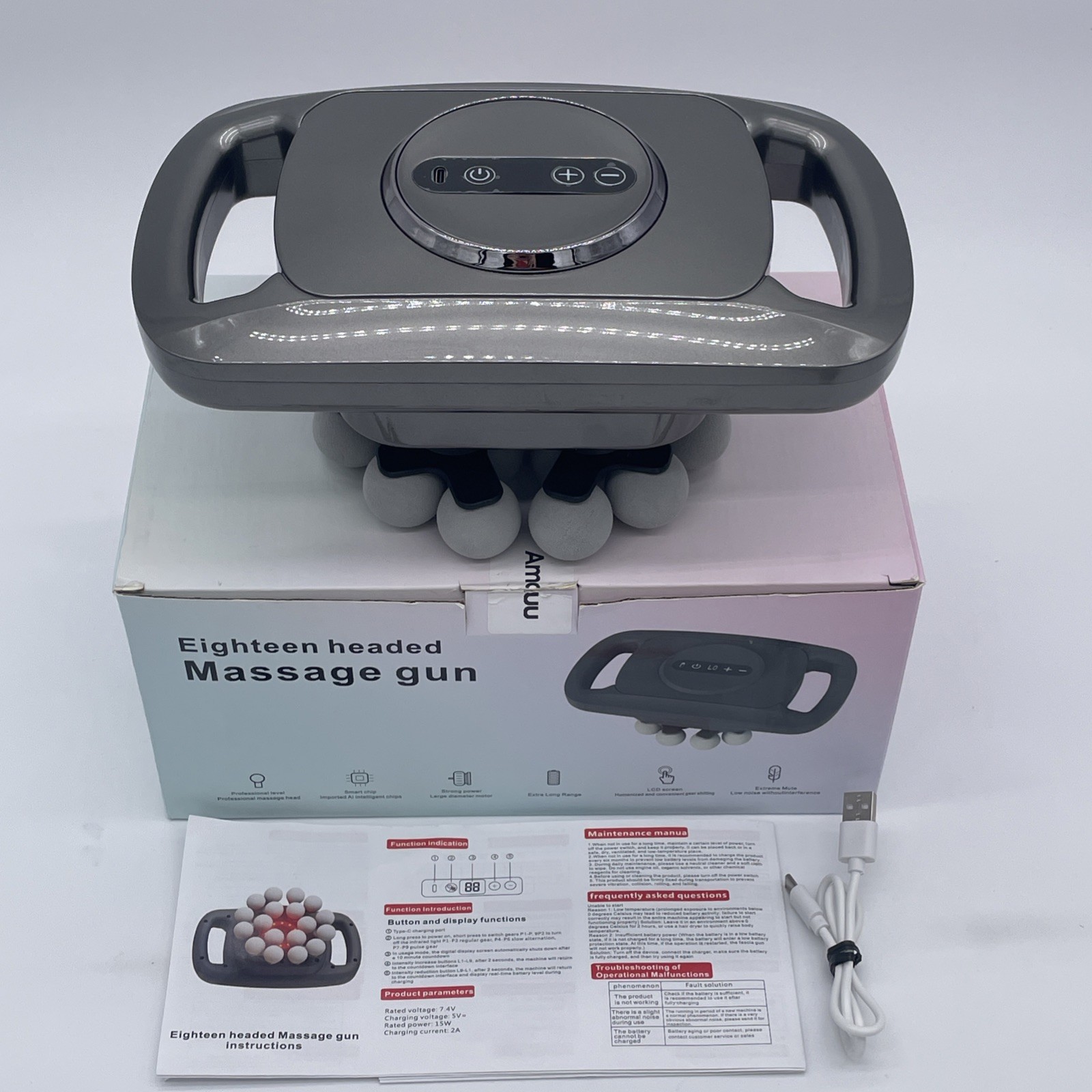 18-Head Massage Gun Deep Tissue Massager with 9 Modes And 9 Levels