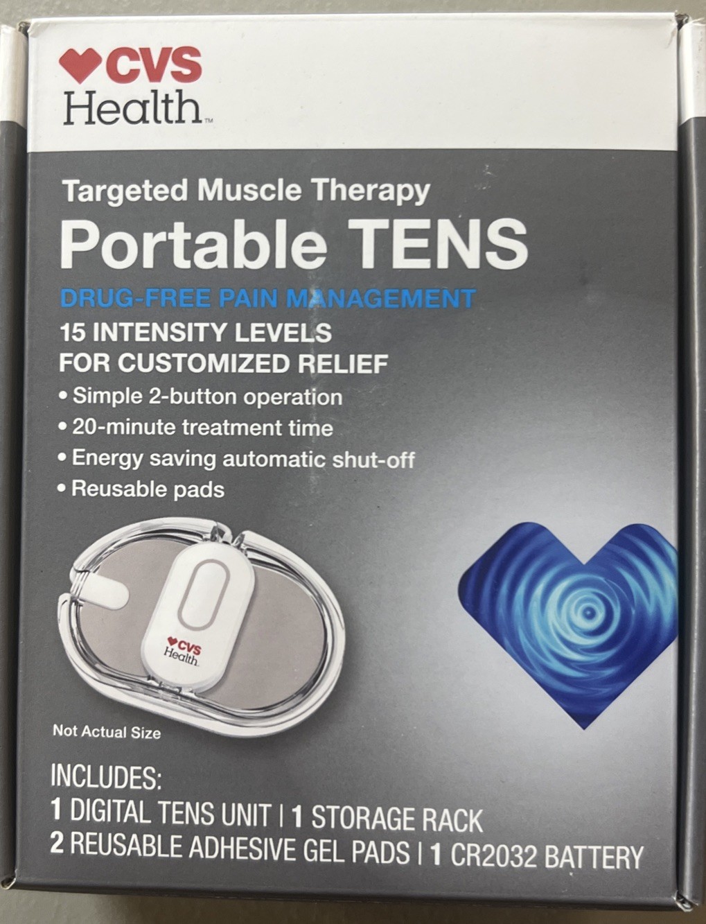 Portable TENS Unit w/ 2 Replacement Pad Packs Drug Free Pain Relief CVS Health