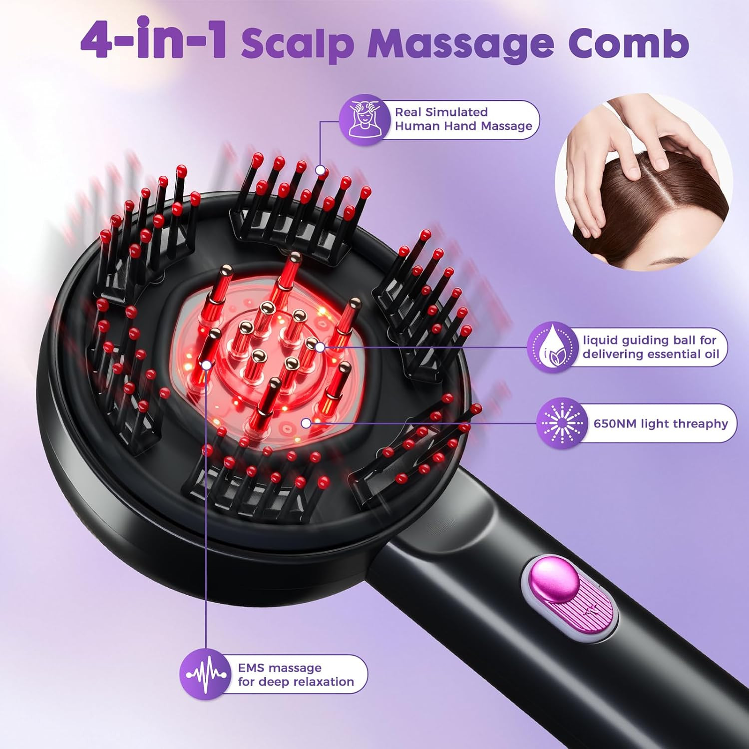 Electric Scalp Massager 4 in 1 Scalp Massaging Brush,Cordless Shiatsu Massager C
