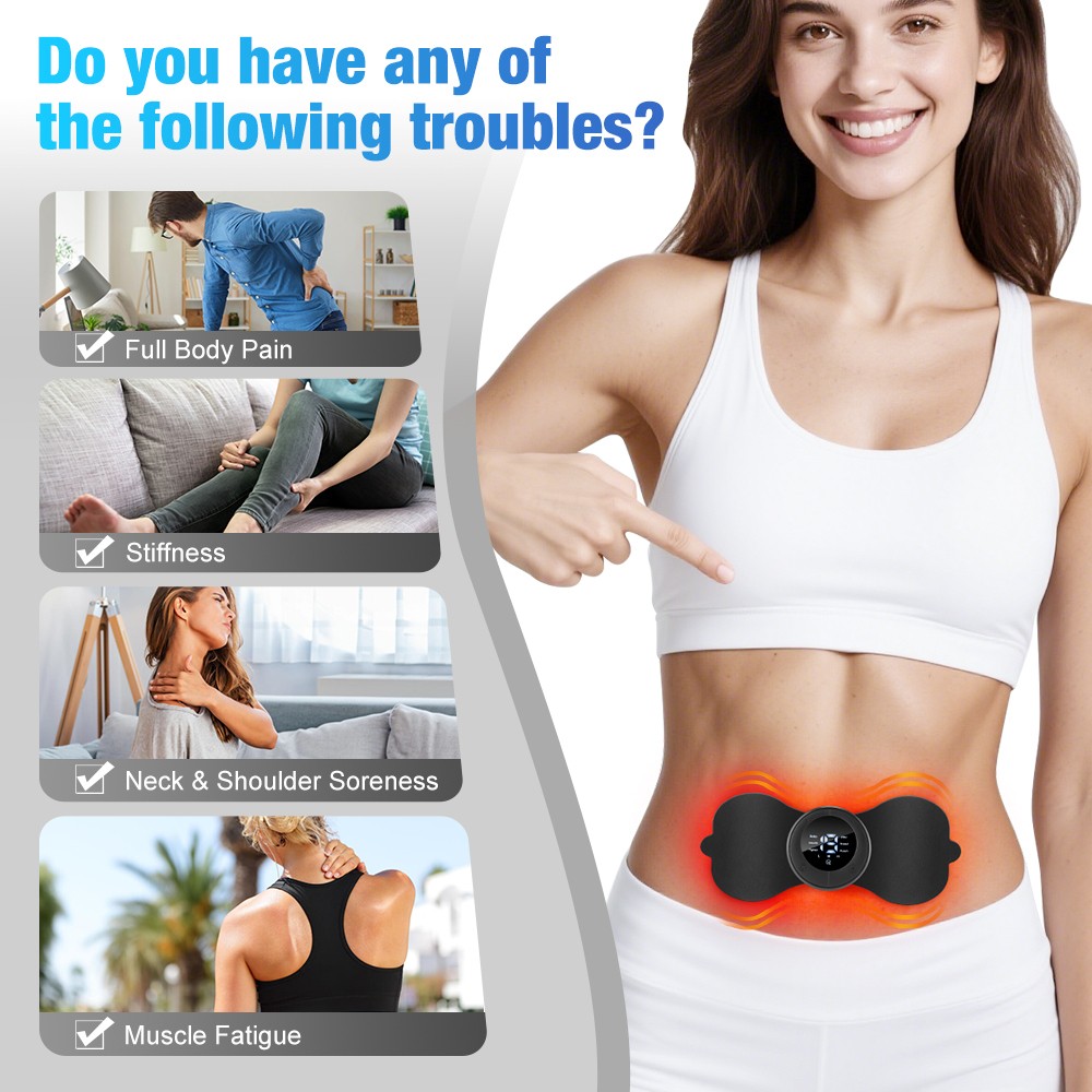 Mini Electric Heating EMS Neck Back Massager Cervical Massage Patch Stimulator