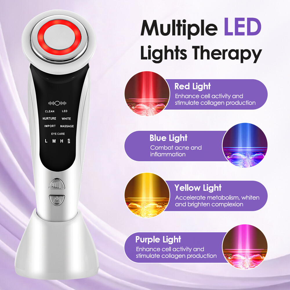 7-in-1 EMS Facial Massager LED Light Therapy Skin Tightening Rejuvenation Device
