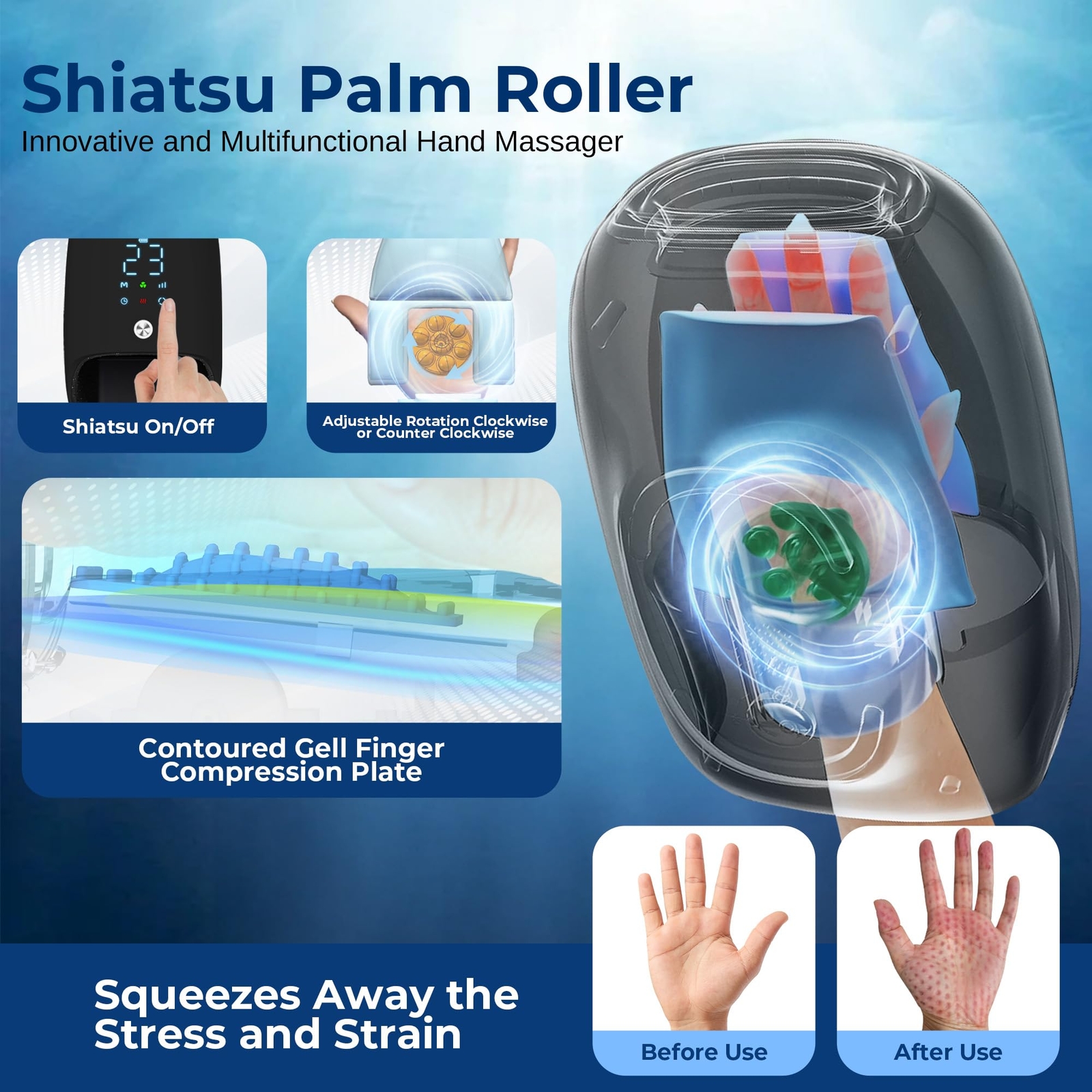 SereneLife Hand Massager (6 Modes, 6 Intensity Levels, 3 Timer Settings)