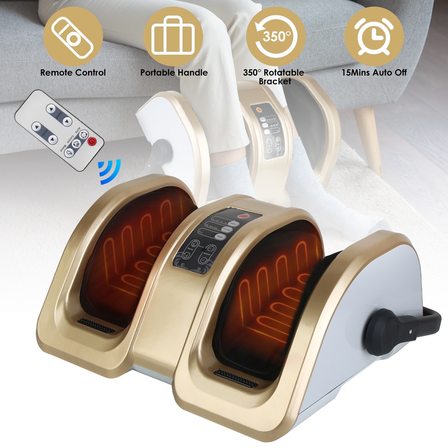 Shiatsu Electric Kneading Foot Massager Machine Adjustable Speeds Remote Control