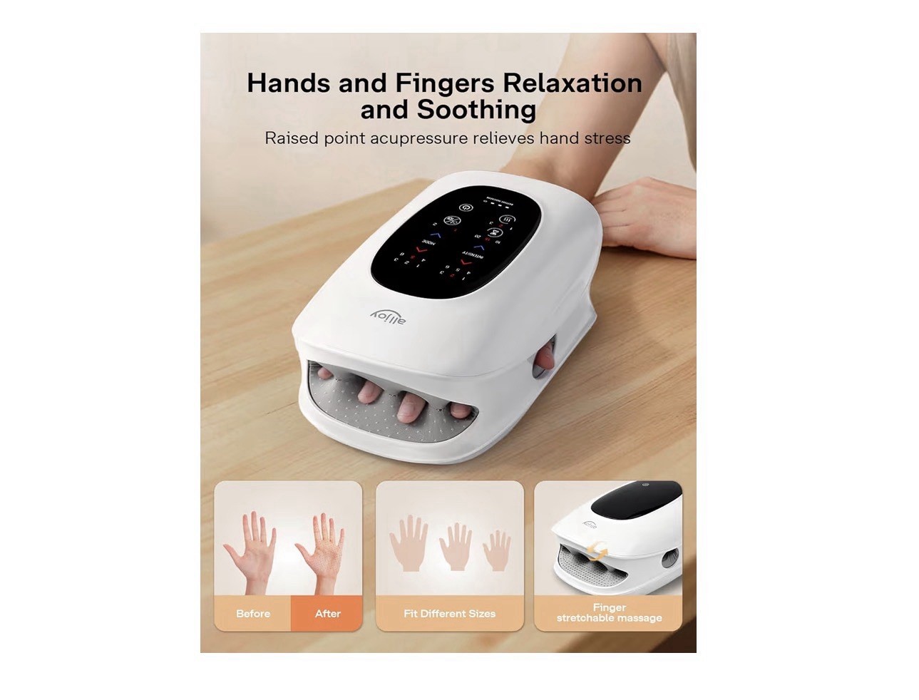 Hand Massager with Heat and Compression, Knuckle Stretching and Hand Massage,…