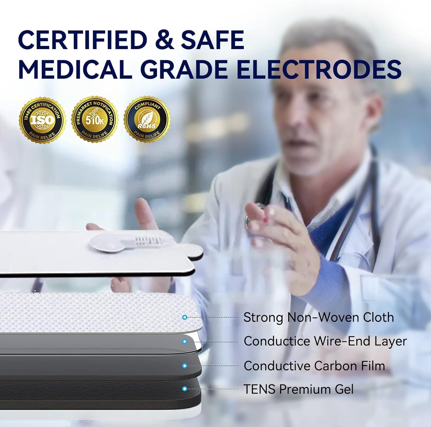 10 Pcs Stronger Large TENS Unit Pads Compatible with MEDVICE, NURSAL, Belifu, Br