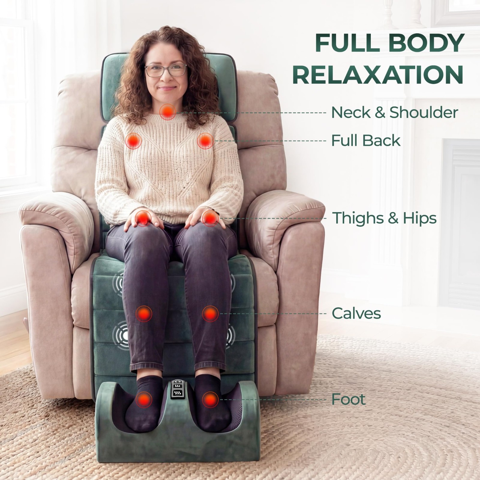 Full Body Massage Mat with Heat & Detachable Pad, 10 Vibrating Motors for Pain R