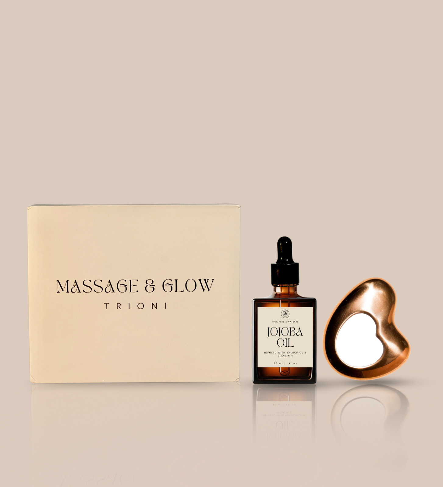 Stainless Steel Gua Sha Facial Tool & Jojoba Oil with Vitamin E, Bakuchiol Serum