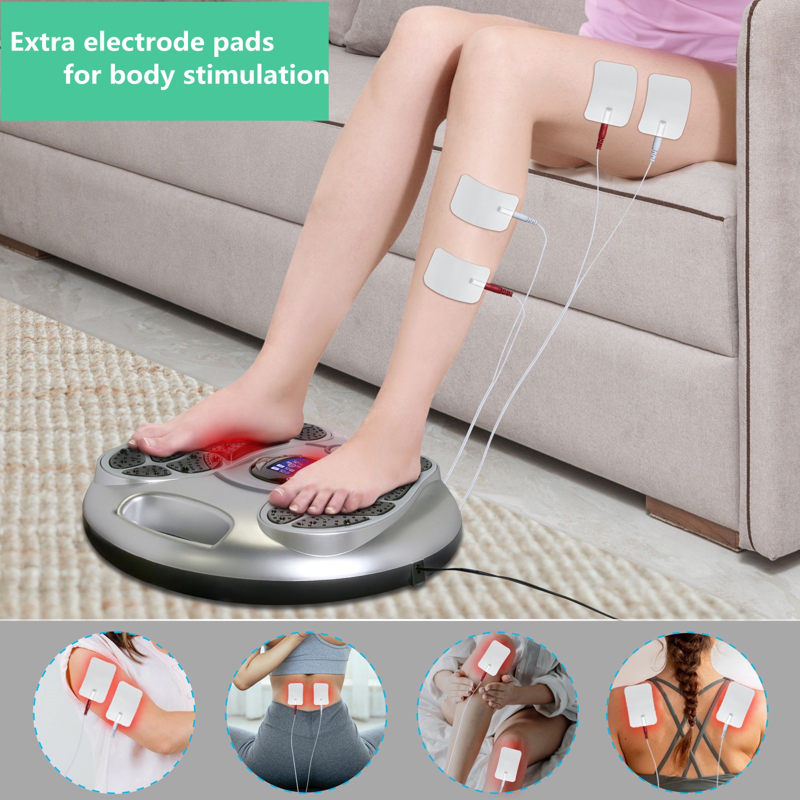 TENS EMS Foot Pain Relieve Circulation Massage Machine Booster for Leg Problem
