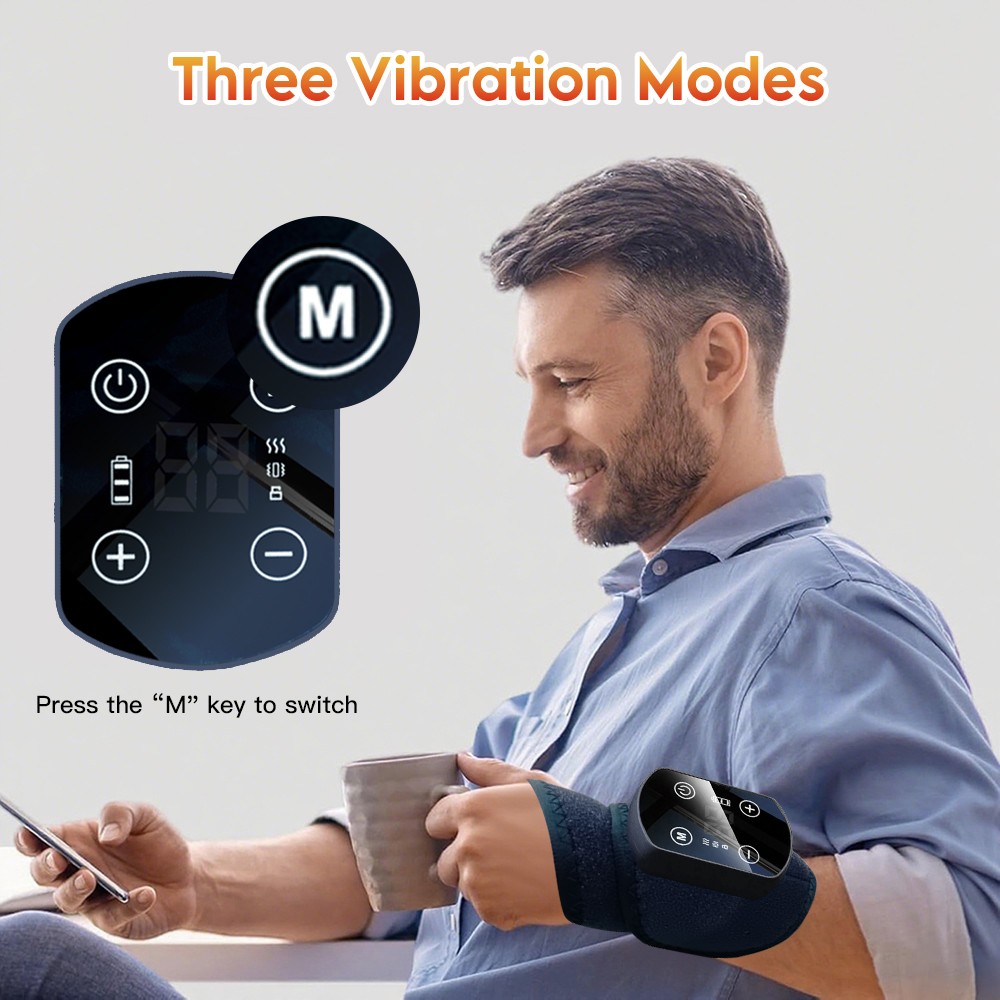 Cordless Hand Wrist Massager Pain Relief w/ 5 Heat Levels and 3 Vibration Modes