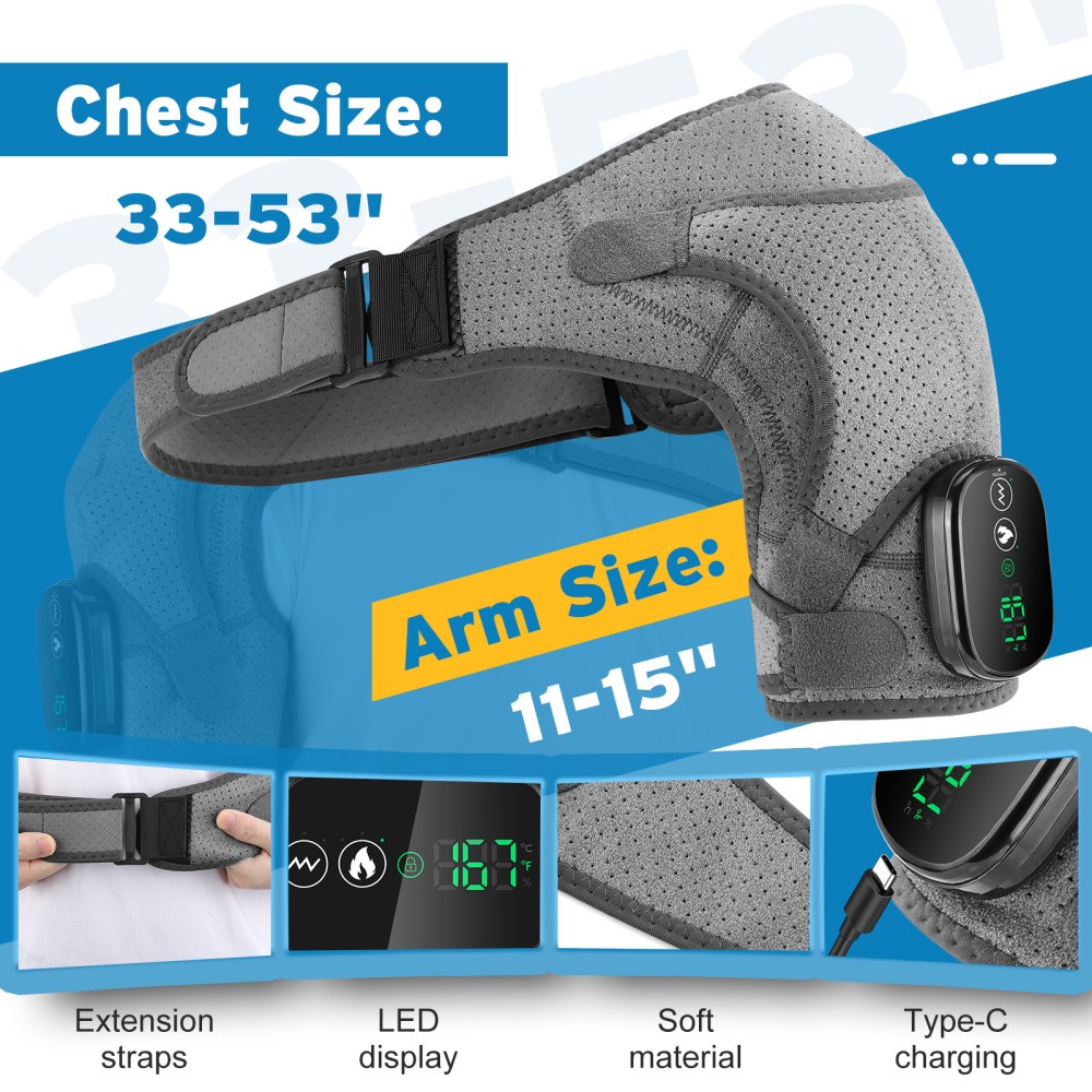 Electric Heated Shoulder 3 Modes Massager Brace with Vibration Joint Pain Relief