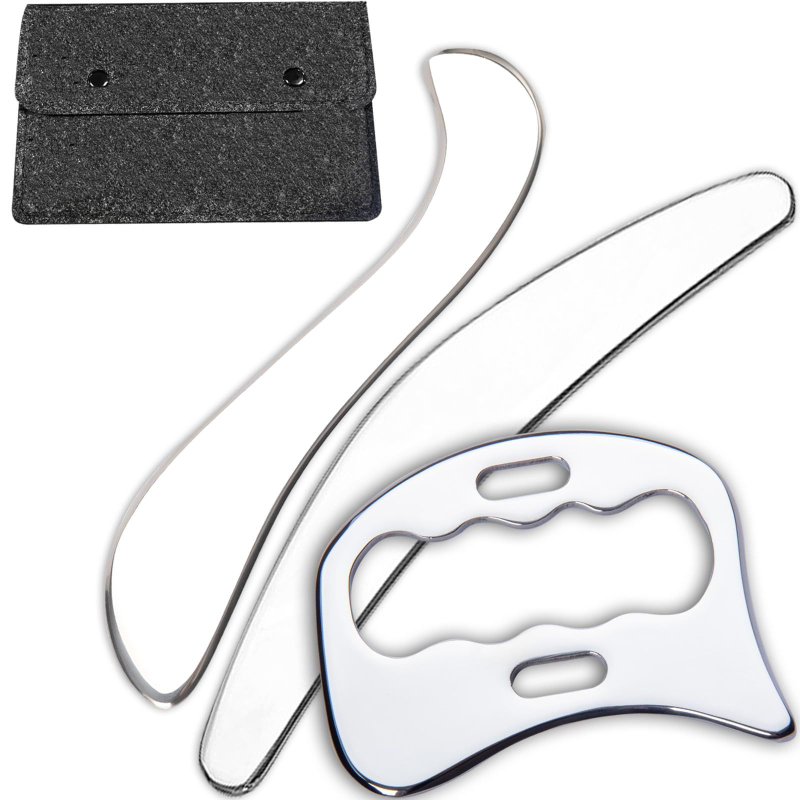 FeelFree Sport 3 in 1 Muscle Scraper Tool-Gua Sha Scraping Tool Silver