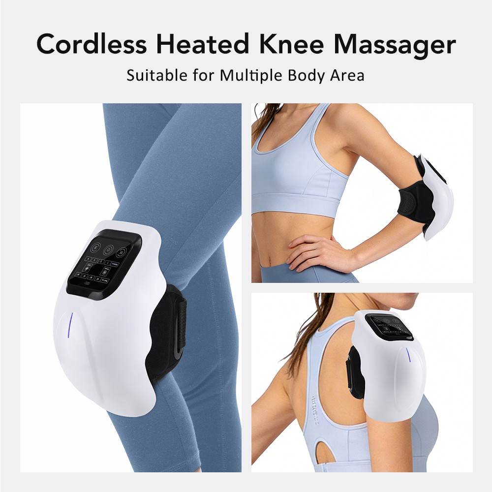 Cordless Knee Massager Heated Vibration Therapy Knee Massager W/ Touch Control