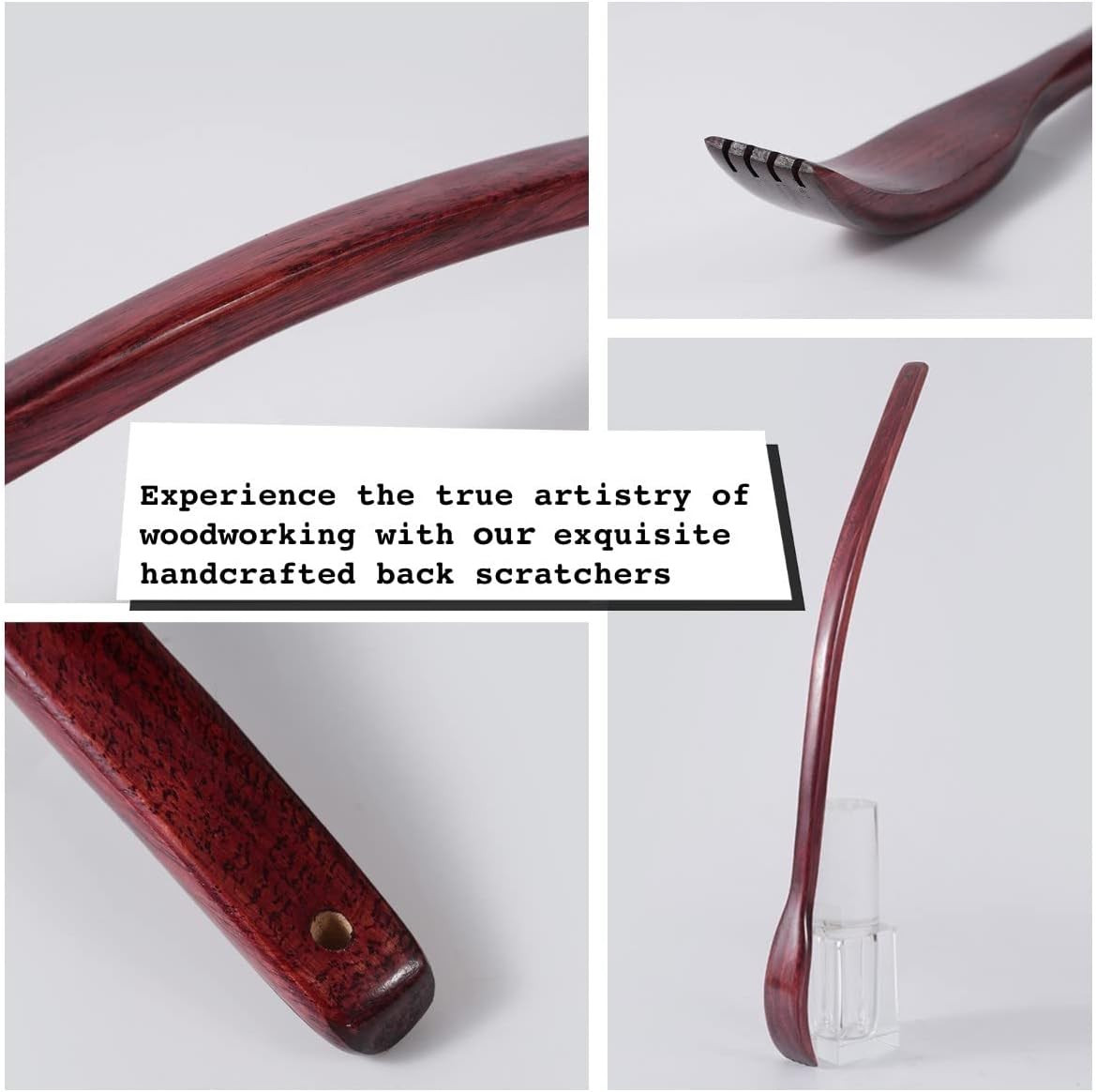 Oversized Wooden Back Scratcher: 18» Extended Curved Handle for Better Reach, H