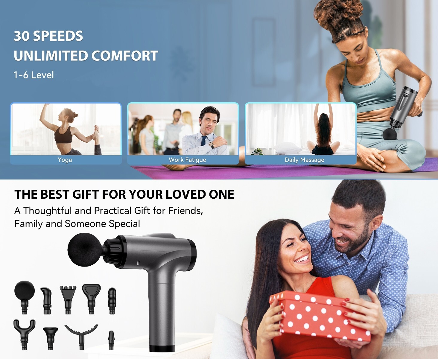 Mother’s Day gift! 9 HEADS, MASSAGE GUN HANDHELD PERCUSSION 30 SPEED LEVELS