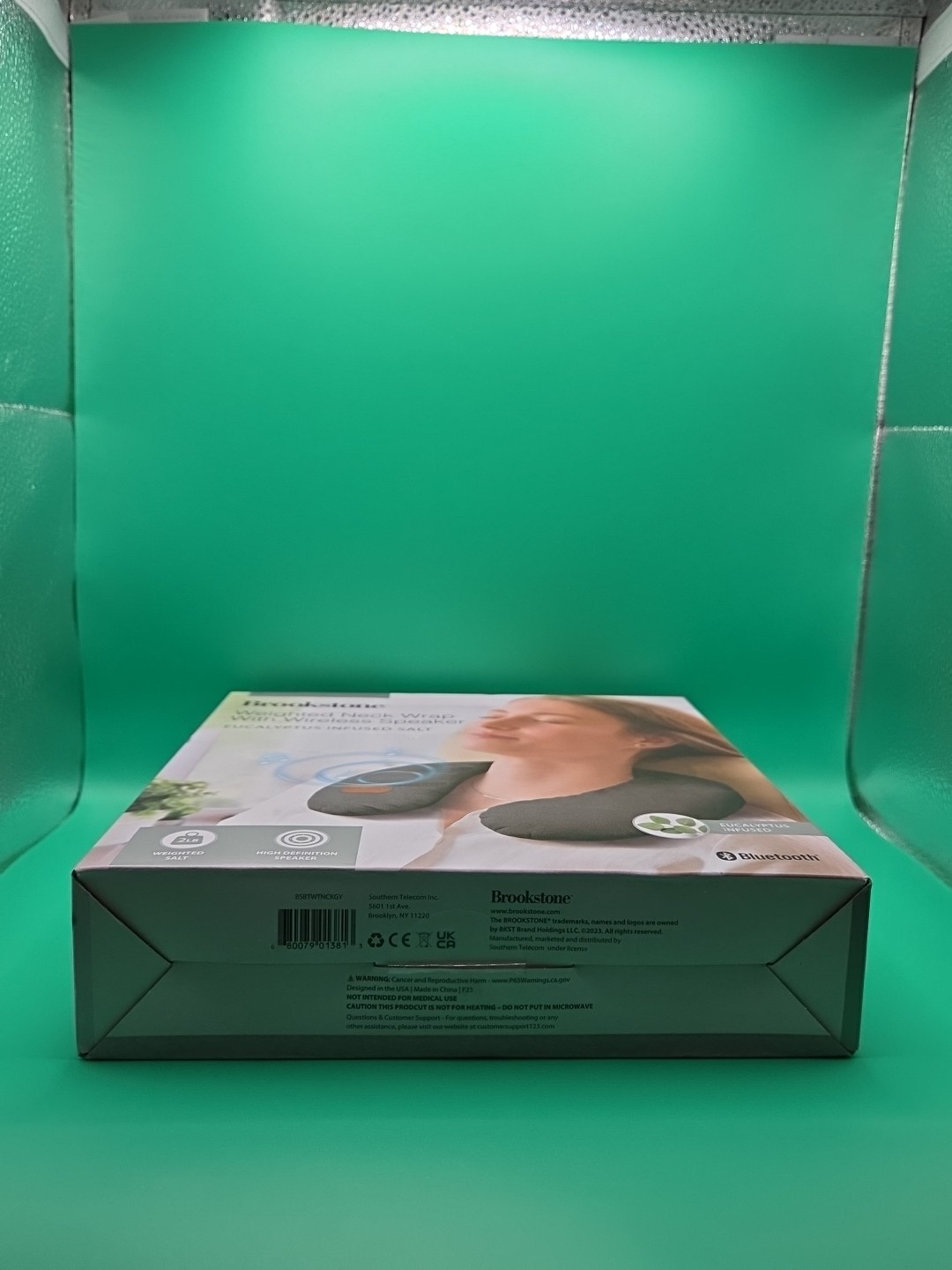 Brookstone Weighted Neck Wrap With Wireless Speaker Eucalyptus Infused Salt