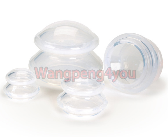 Koukone 4 Cups 100% SILICONE CUPPING JAR VACUUM THERAPY SET MASSAGE Suction Cups