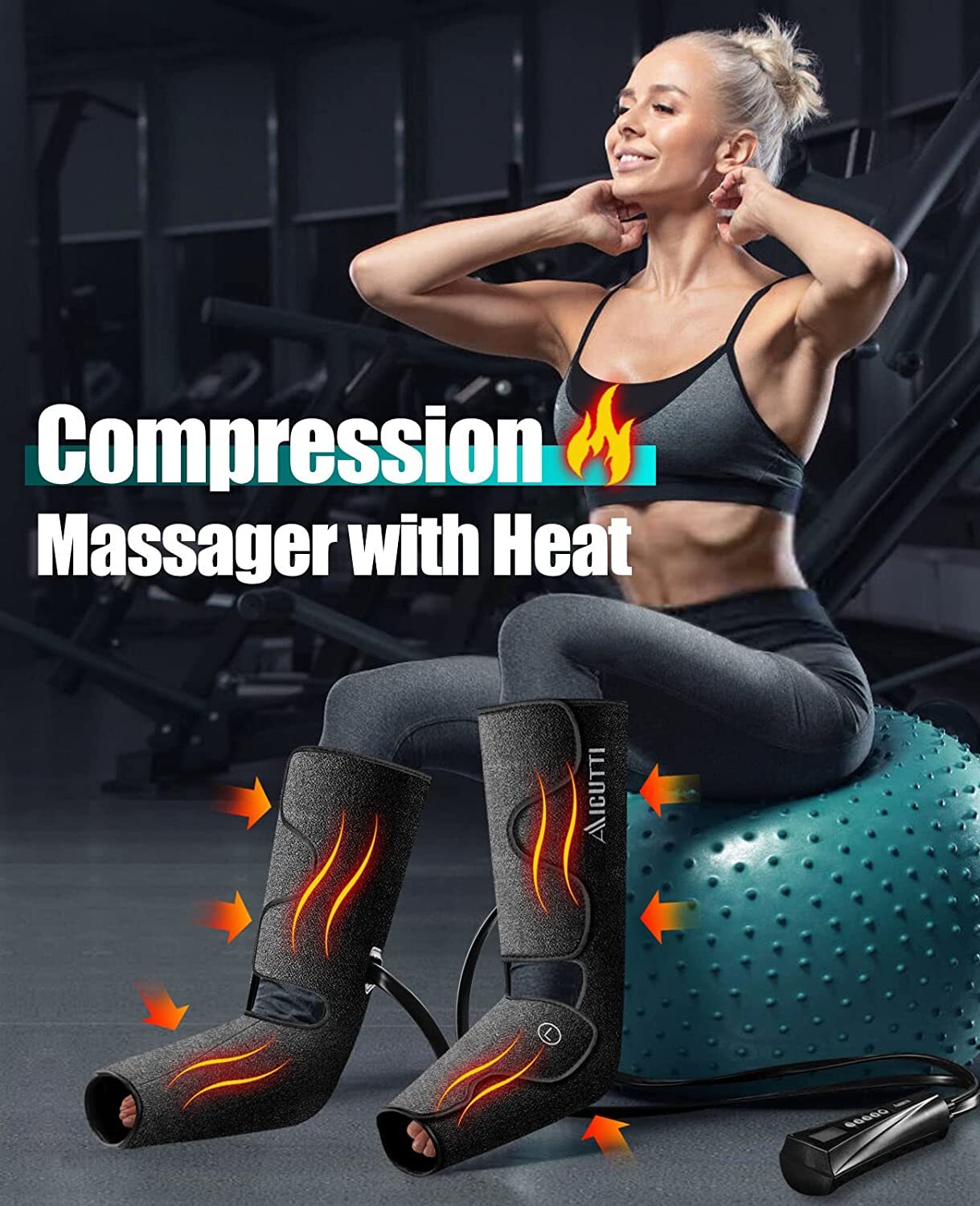 Air Compression Foot and Leg Massager with Heat Help w/ Edema and Varicose Veins