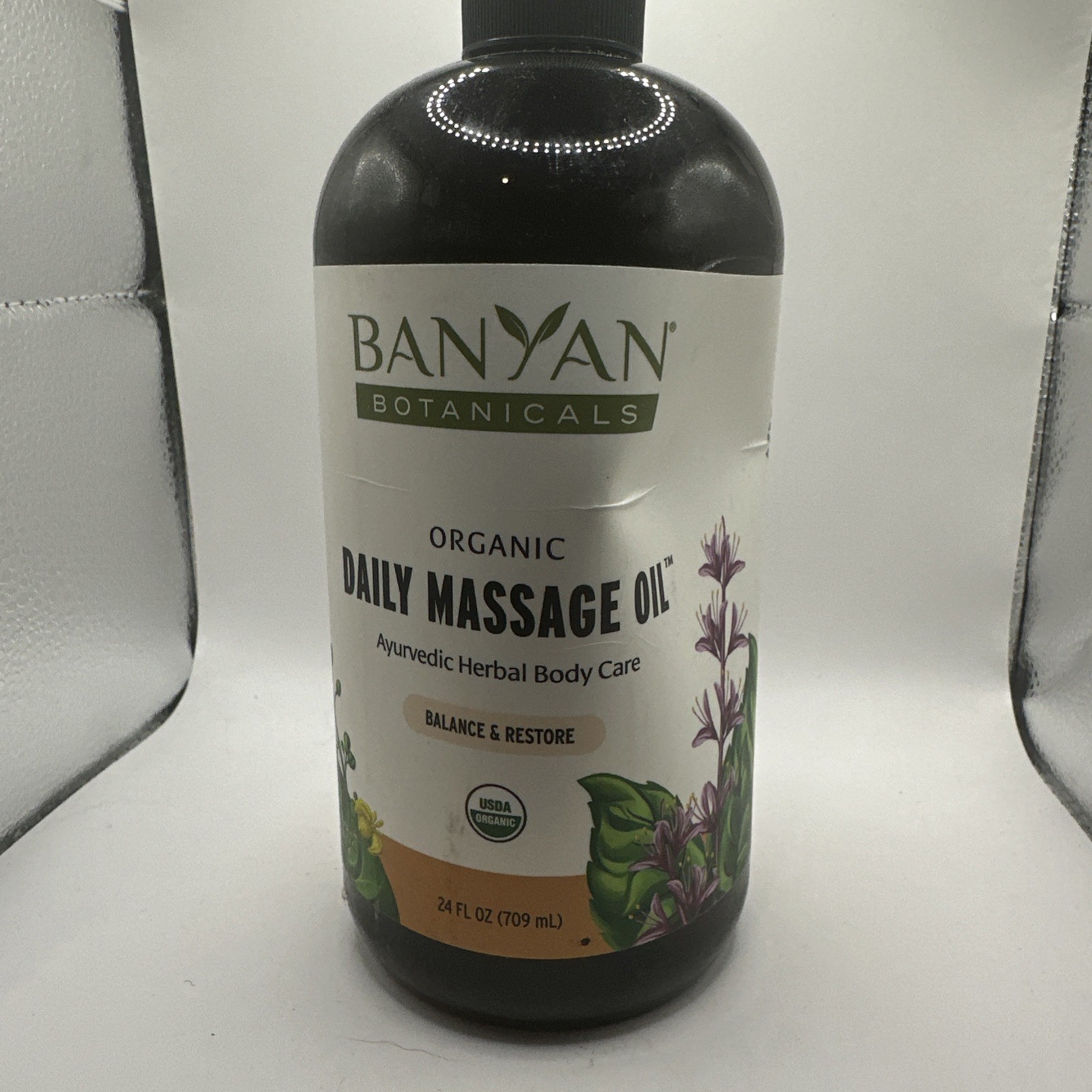 Banyan Botanicals Organic Daily Massage Oil – 24 Fl Oz Balance & Restore New Sld