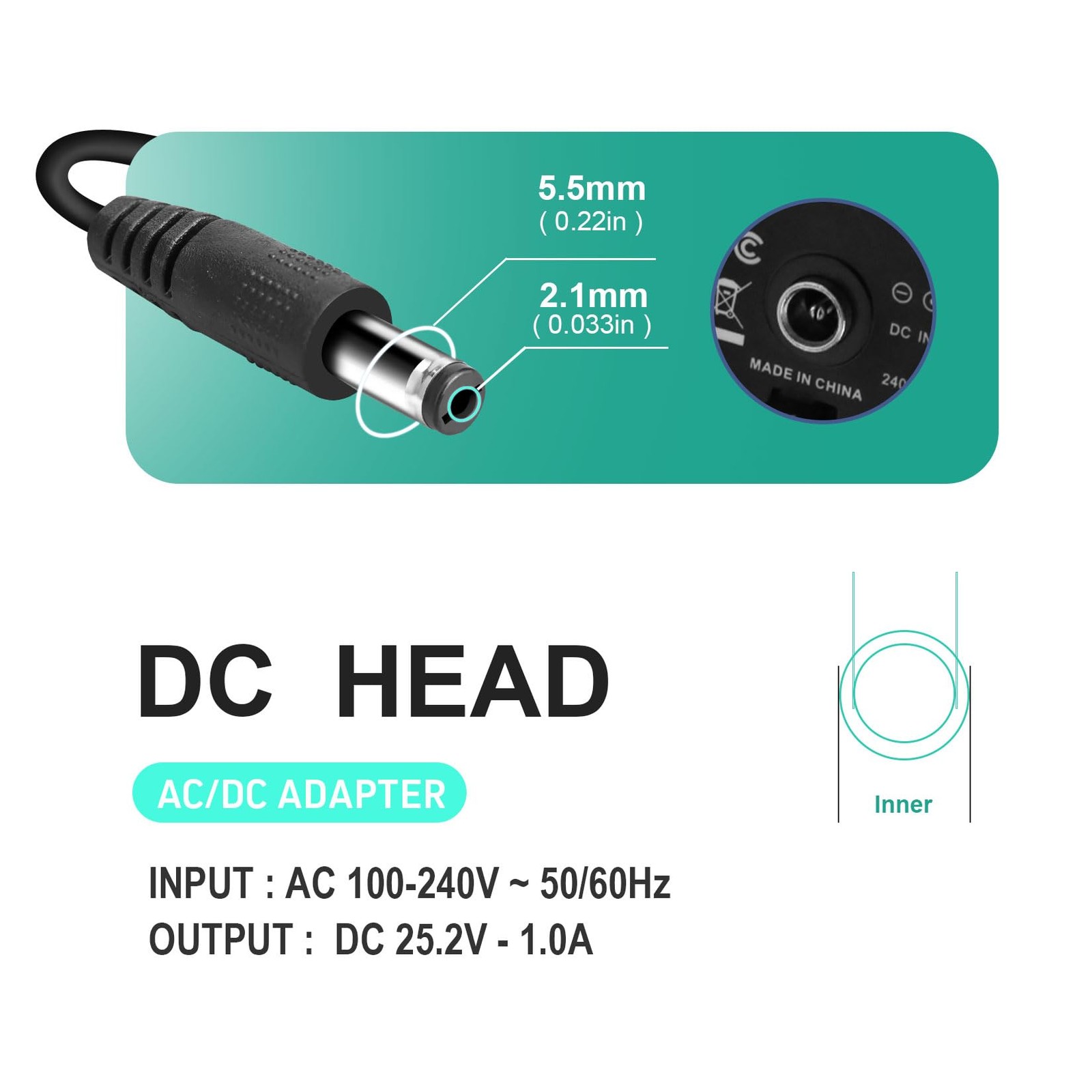 Bccxzm Massage Gun Charger 24V ~ 25.2V 1A Charger for 24V