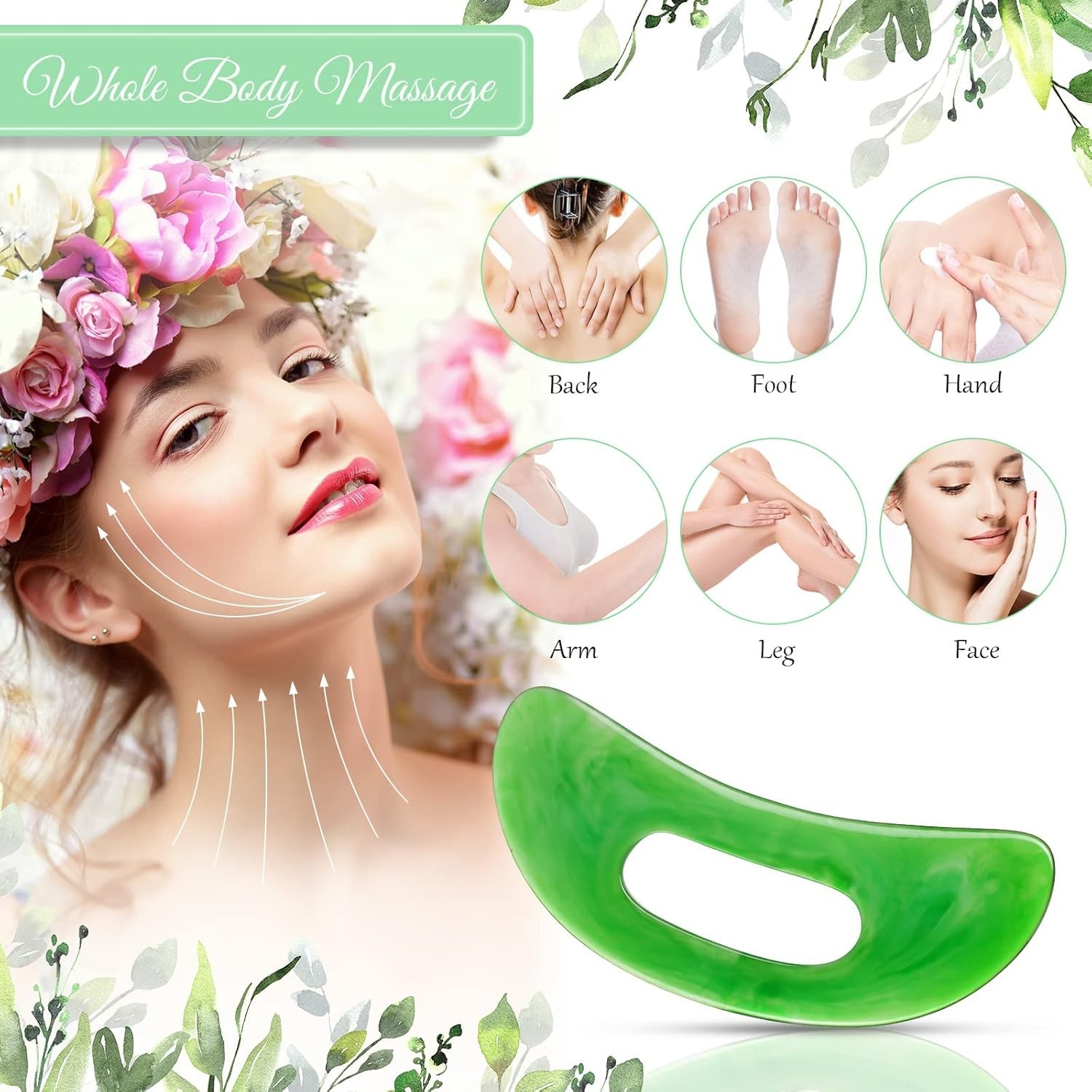 5 Pcs Gua Sha Facial Tools Set and 1 Pcs Body Gua Sha Massage Tool with Handle