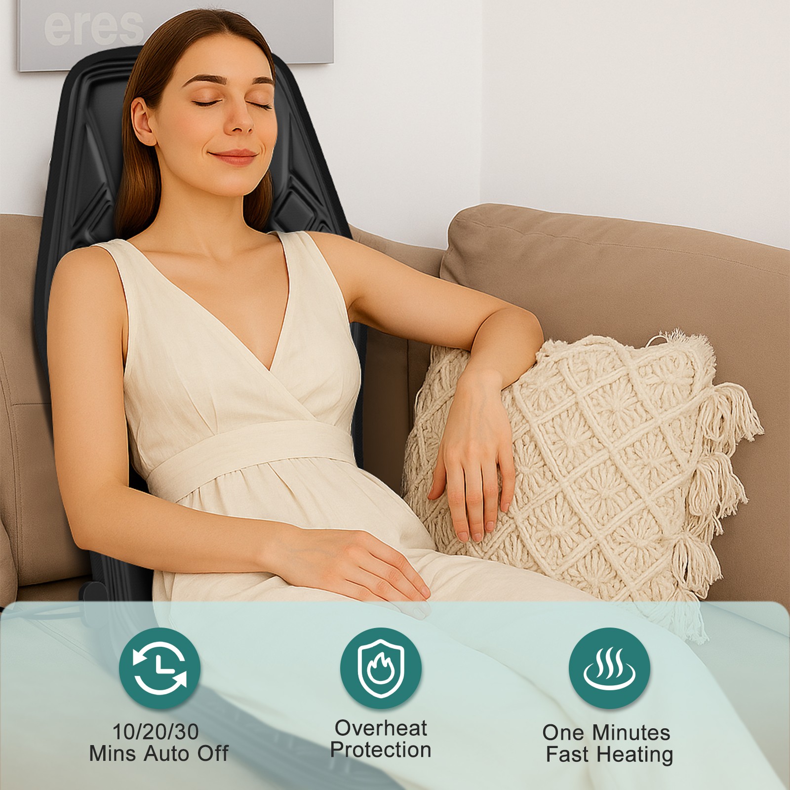 New 9 Mode Seat Chair Massager Pad with Heat Seat Cushion Back Neck Massager
