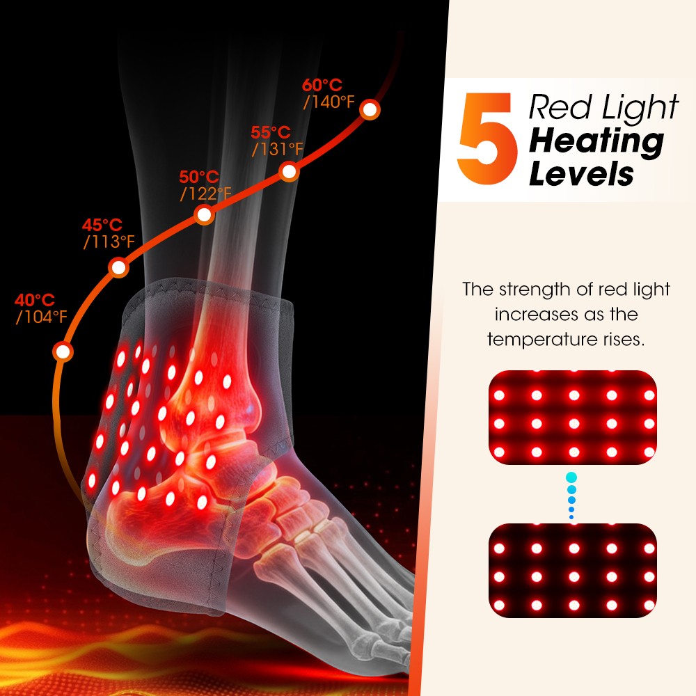 Red Light Therapy Cordless Ankle Massager Wireless Heating Pad 40PCS LED Beads
