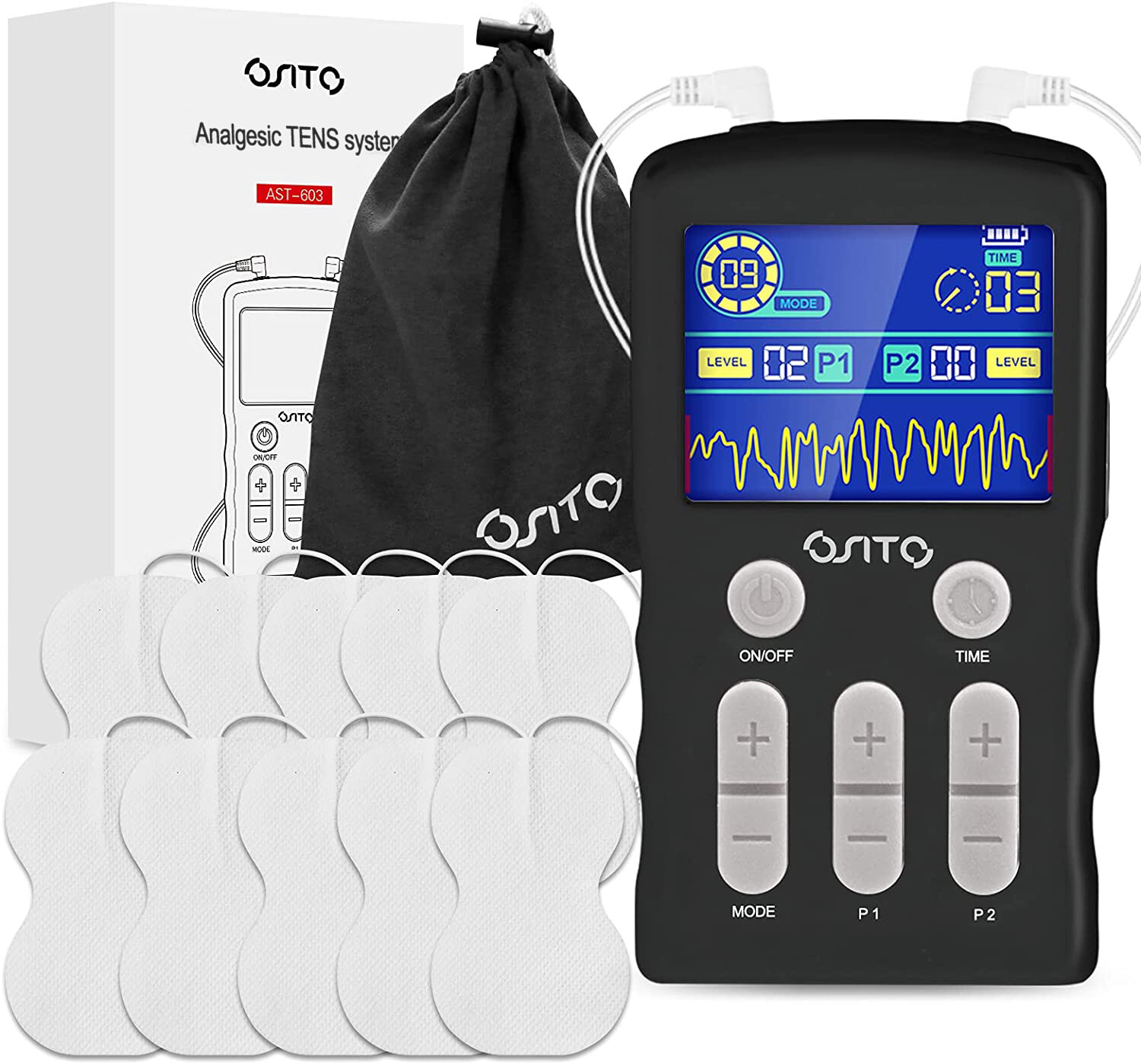 TENS EMS Unit Machine Body Massager 10 Pads for Pain Chronic Sciatica Arthritis