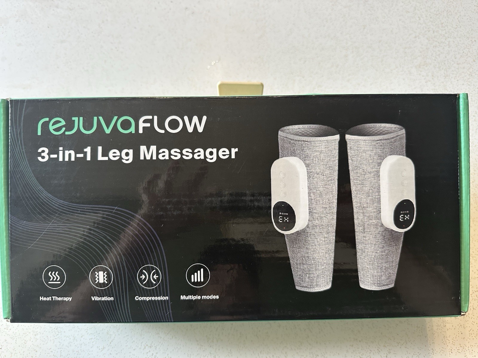 Rejuvaflow 3-in-1 Leg Massager Heat Vibration Air Compression Gray/White