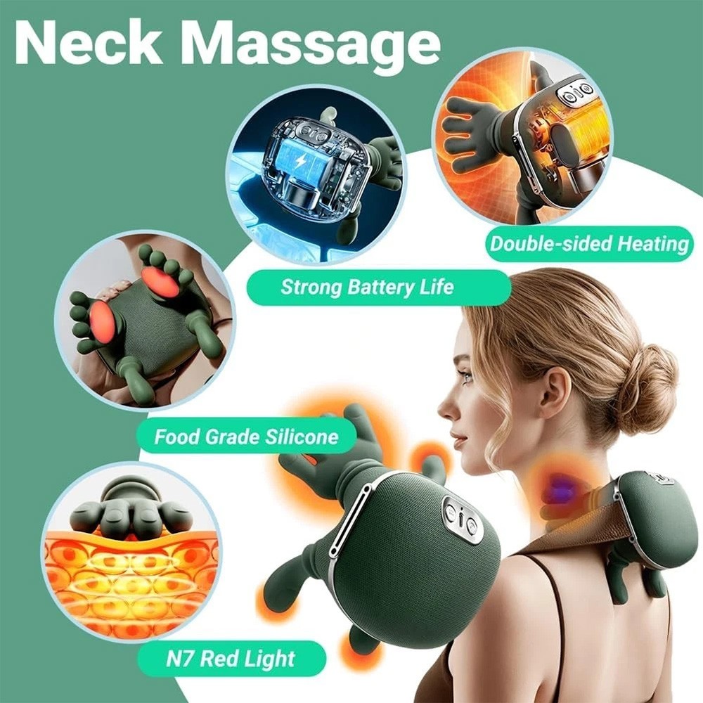 Electric Neck & Shoulder Massager with Heat Shiatsu 4D Kneading Pain Relief TOP