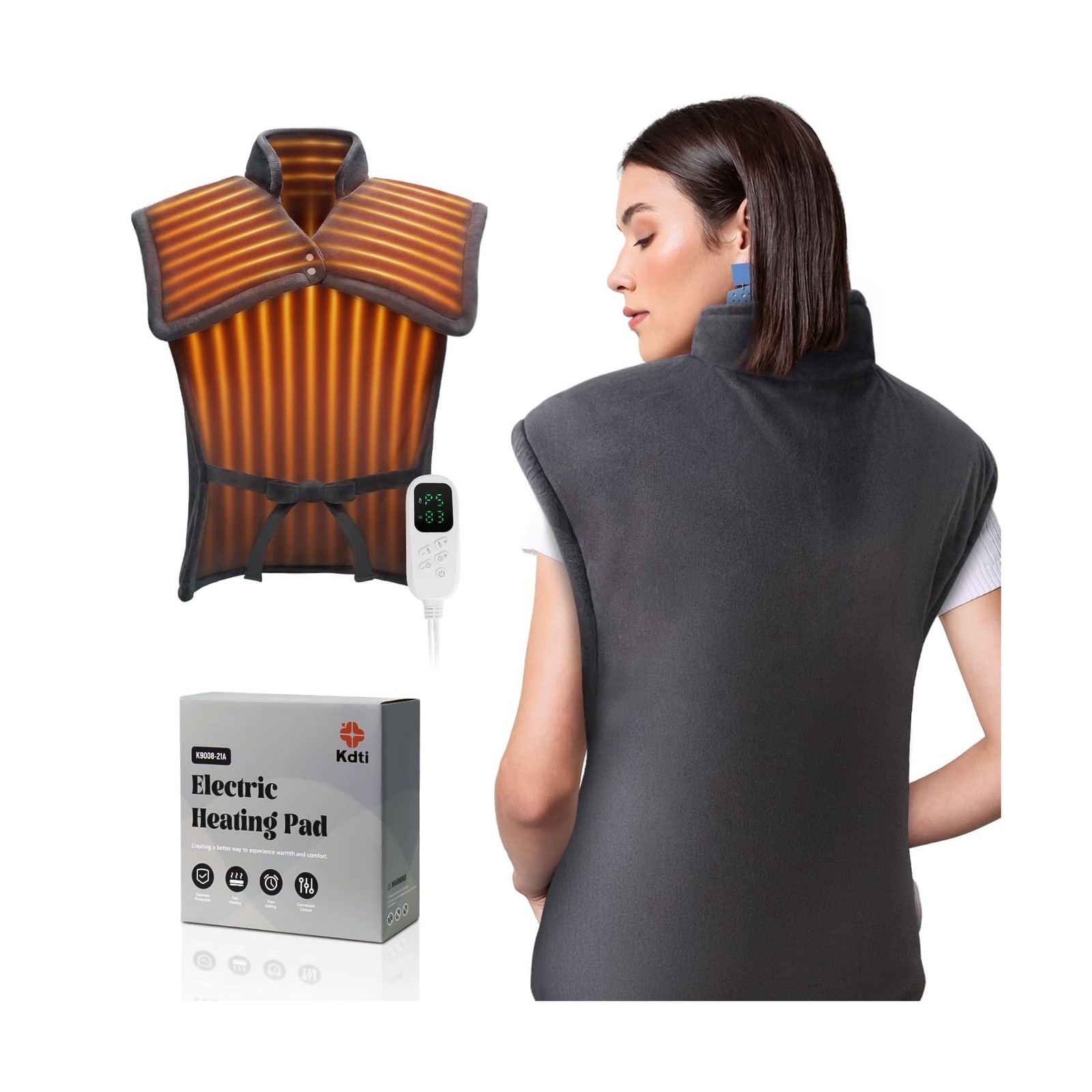Heating Pad for Back and Period Pain Relief, for Shoulders, Abdomen & Waist, …