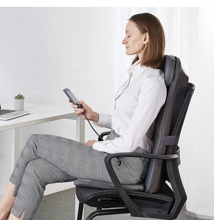 Amazon Basics Shiatsu Massage Full Seat Cushion with Infrared Heat- Gray NEW
