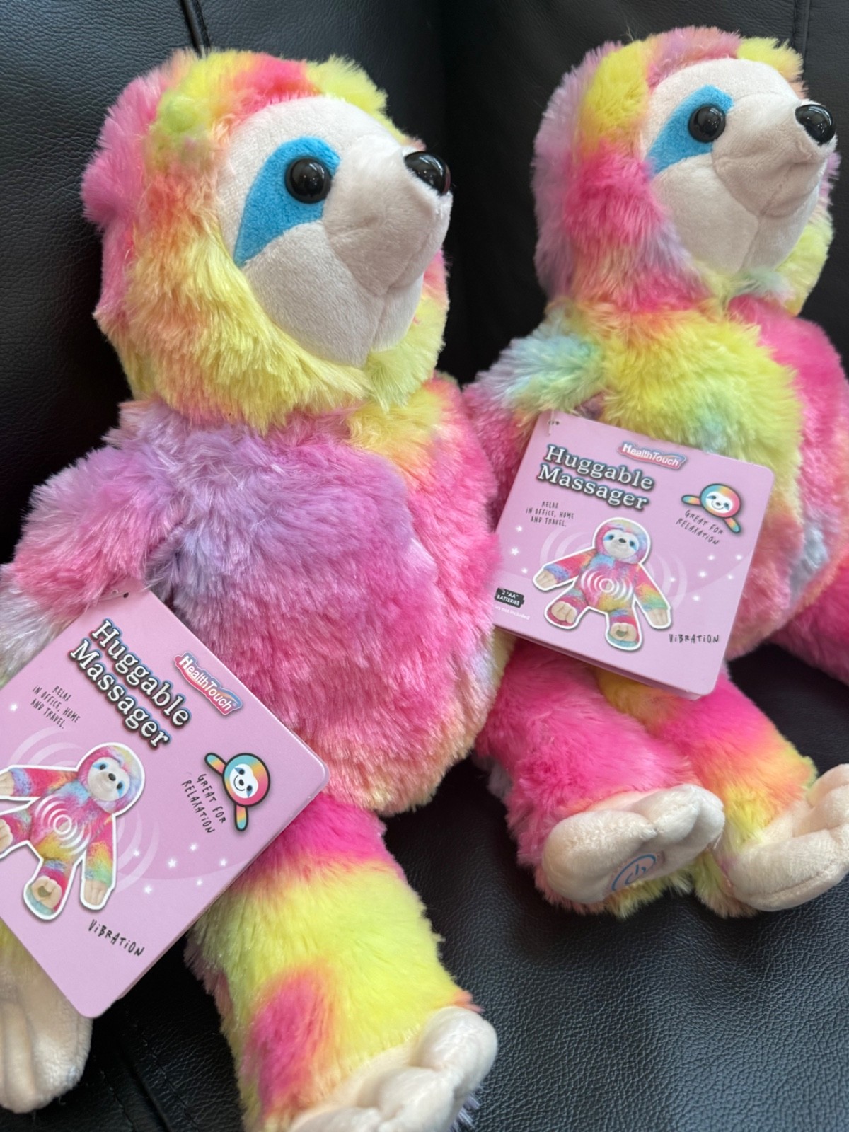 Massaging Plush Rainbow Sloth – LOT OF 2 – Easter Basket Stuffed Animal Toy🌈
