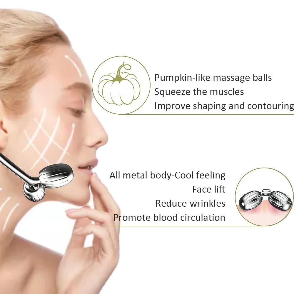 Stainless Steel Facial Roller & Gua Sha Set – Cooling Massage for All Skin Types